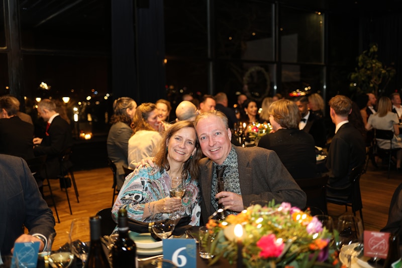 couple enjoying formal dinner celebration