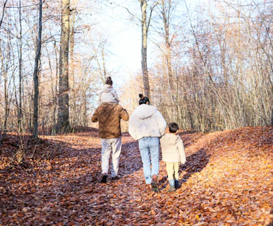 Family walking in nature