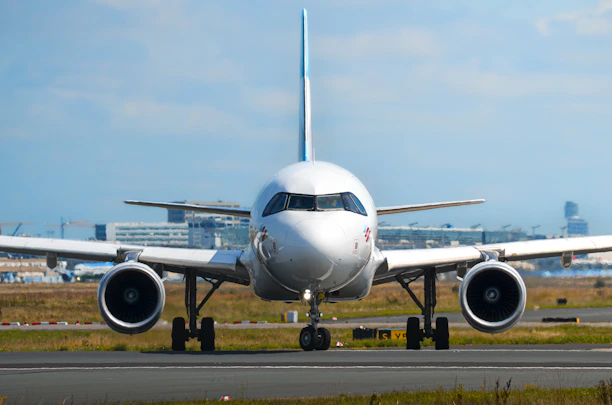 A commercial airplane on the tarmac