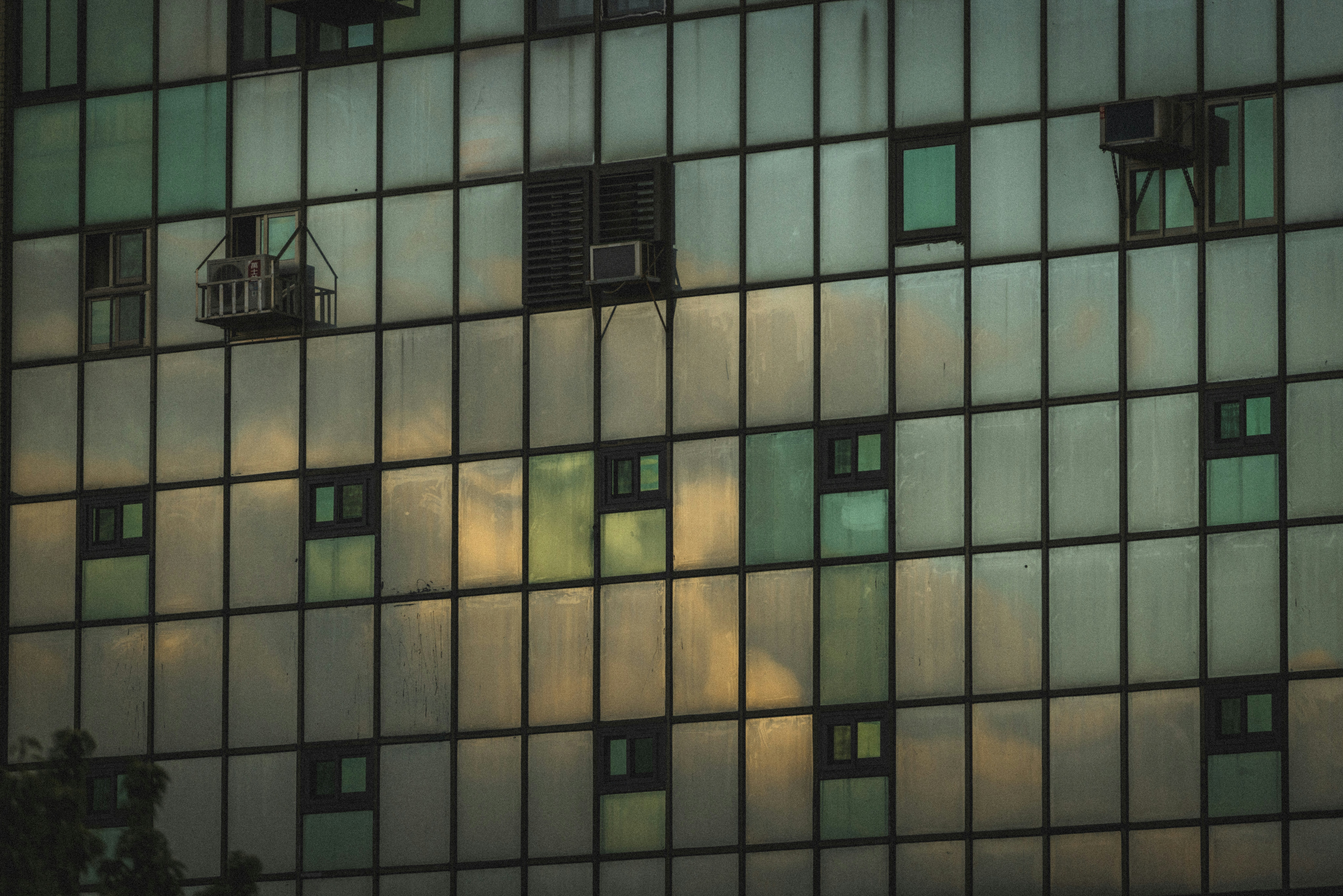 Modern building facade with reflective windows