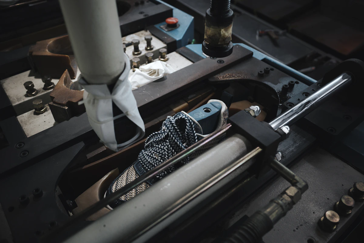 Stitching line at the ELS Footwear manufacturing facility