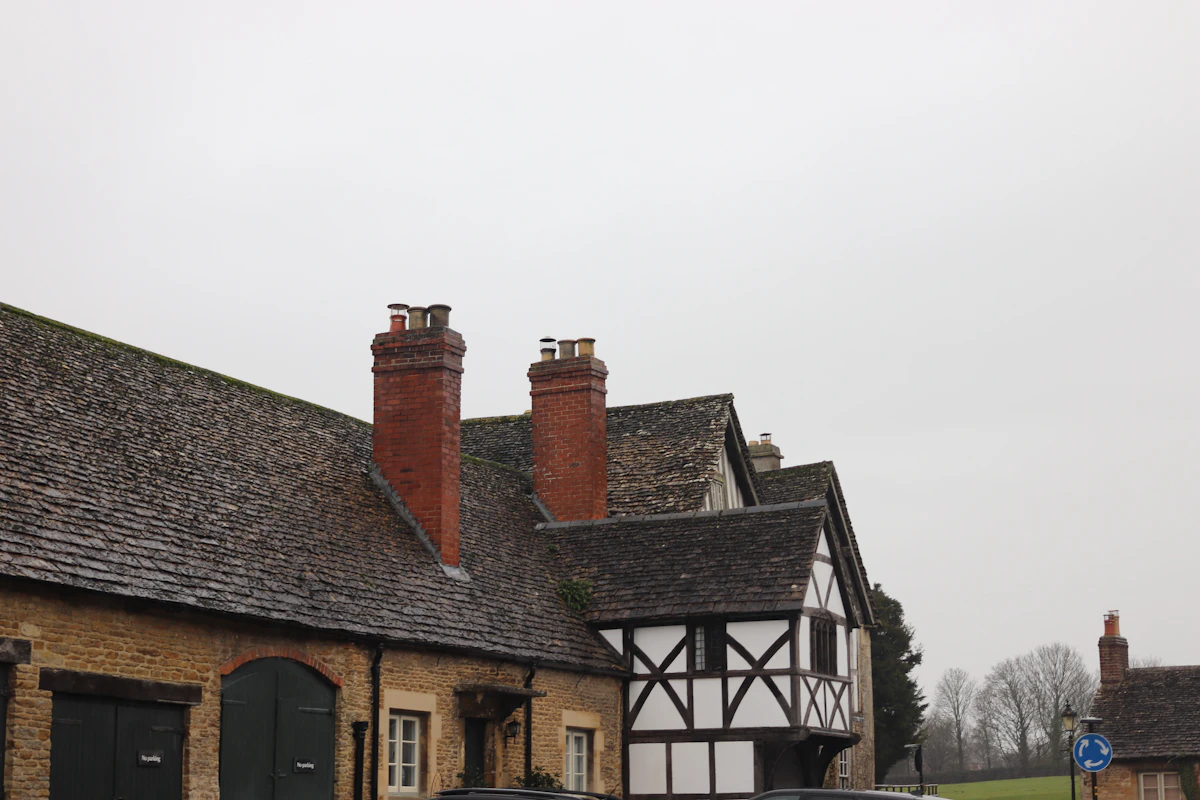 Traditional Yorkshire houses with pitched roofs and chimney stacks
