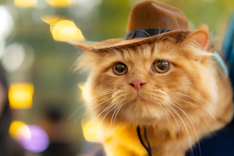 un gato anaranjado con sombrero
