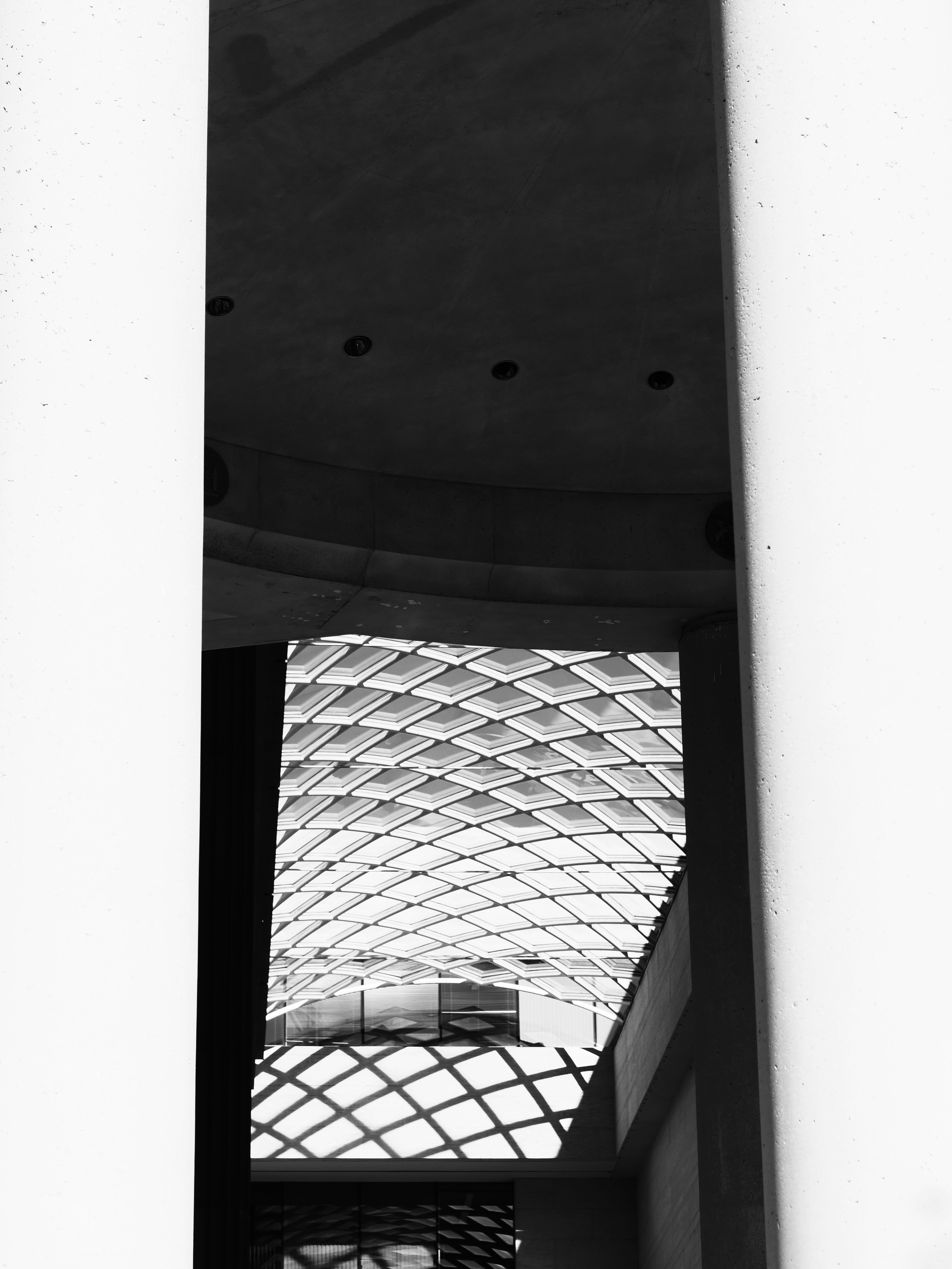 Modern architectural ceiling with geometric patterns