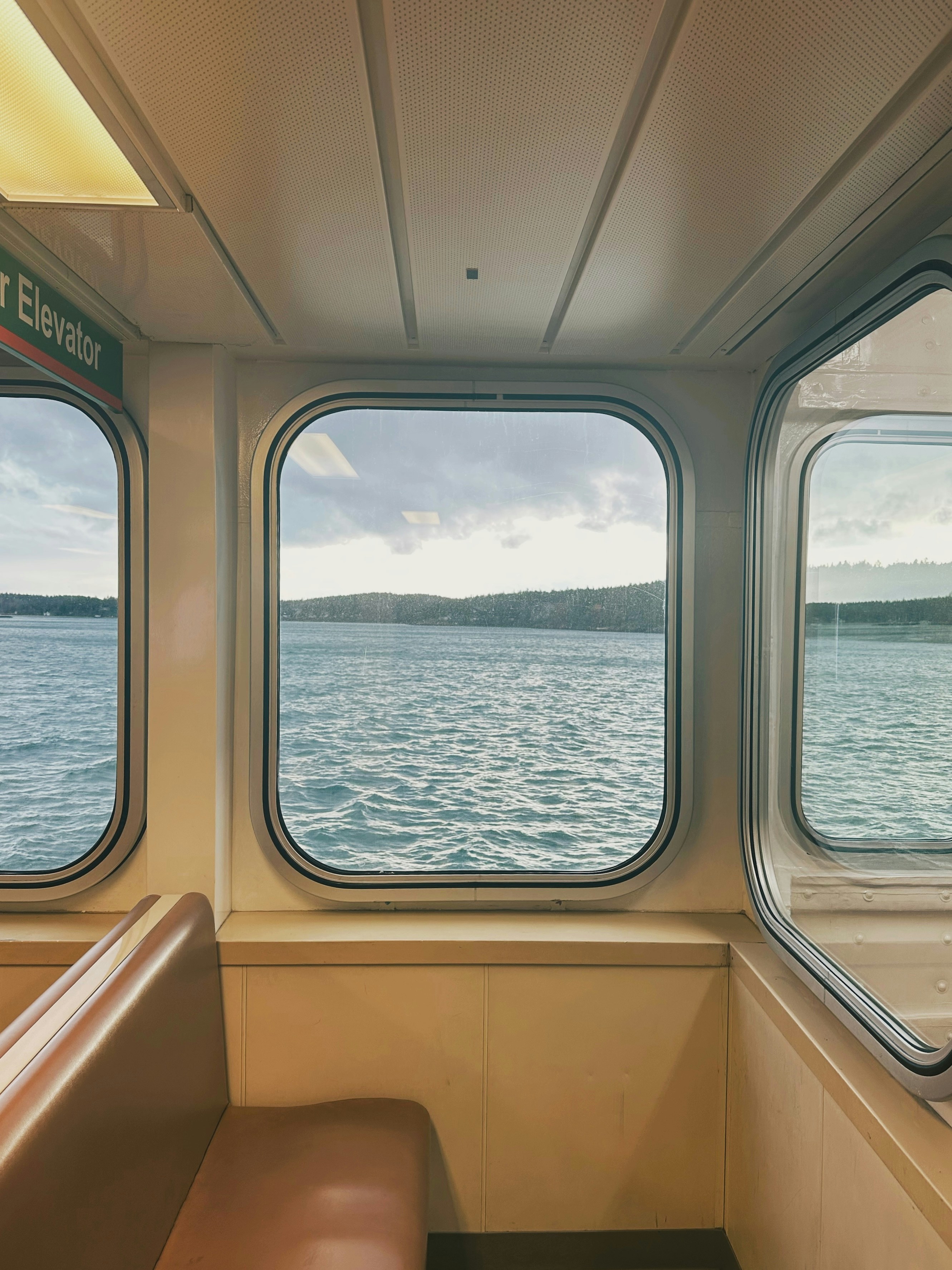 View of the sea from a ferry window