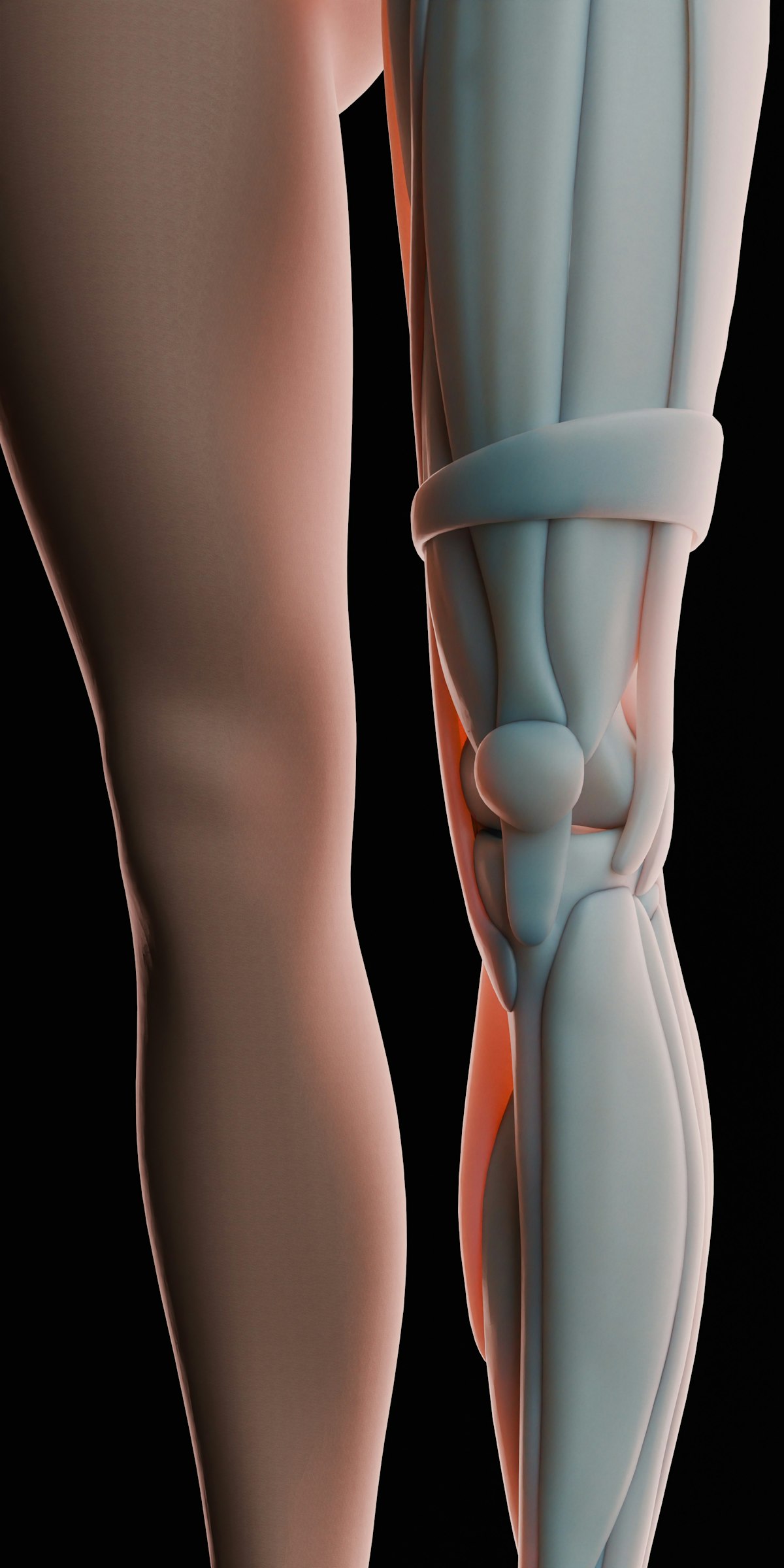 İnsan bacak kasları ve eklem yapısı anatomik görünüm