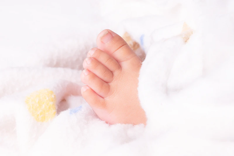Close-up of a healthy newborn baby after a natural delivery