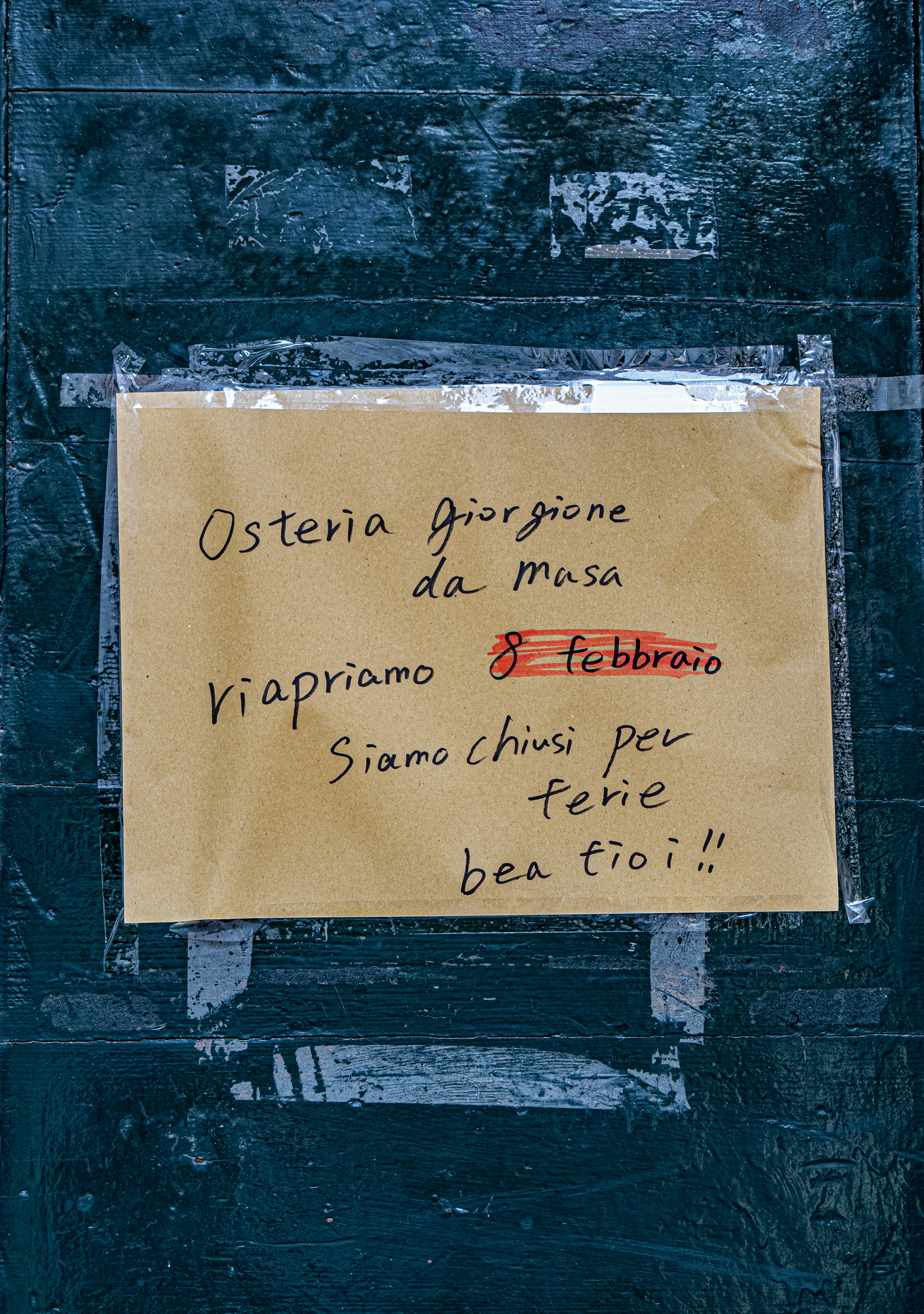 Osteria giorgione closed for holidays sign holidays