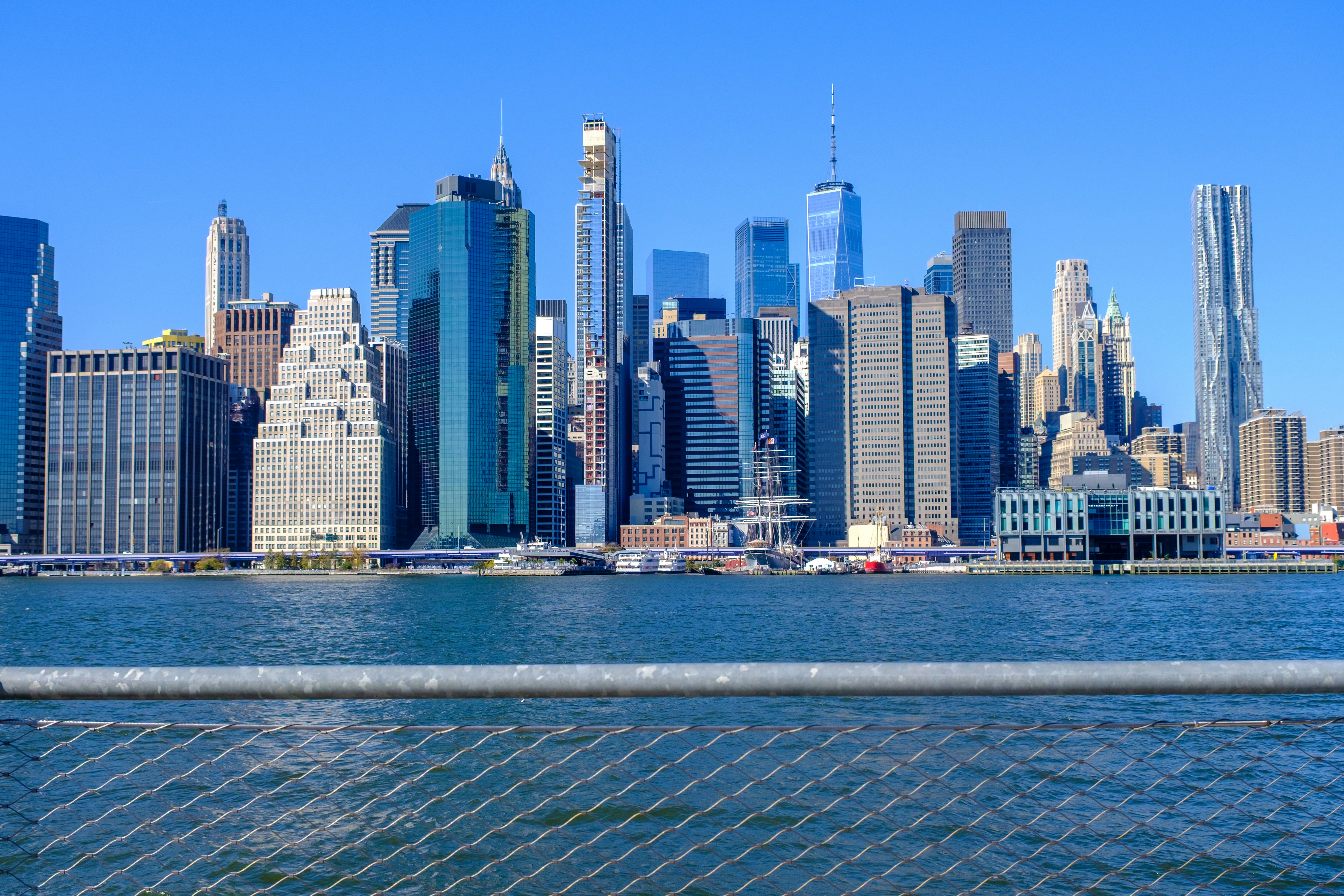 New york city skyline with skyscrapers and river