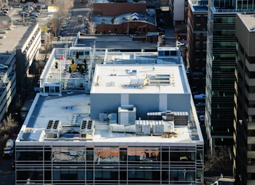Rooftops of modern buildings in a city