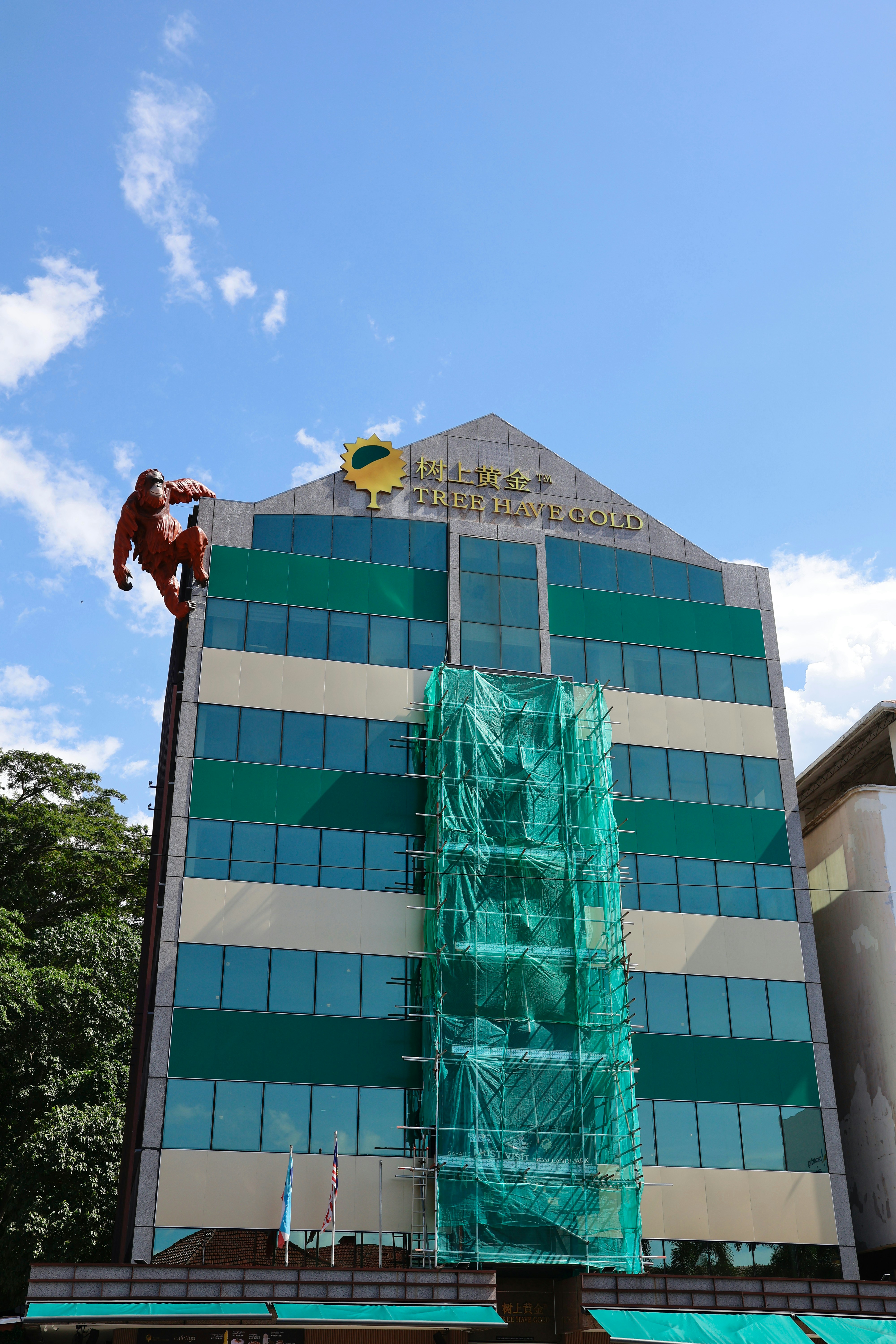 Professional cleaning team working on a commercial building