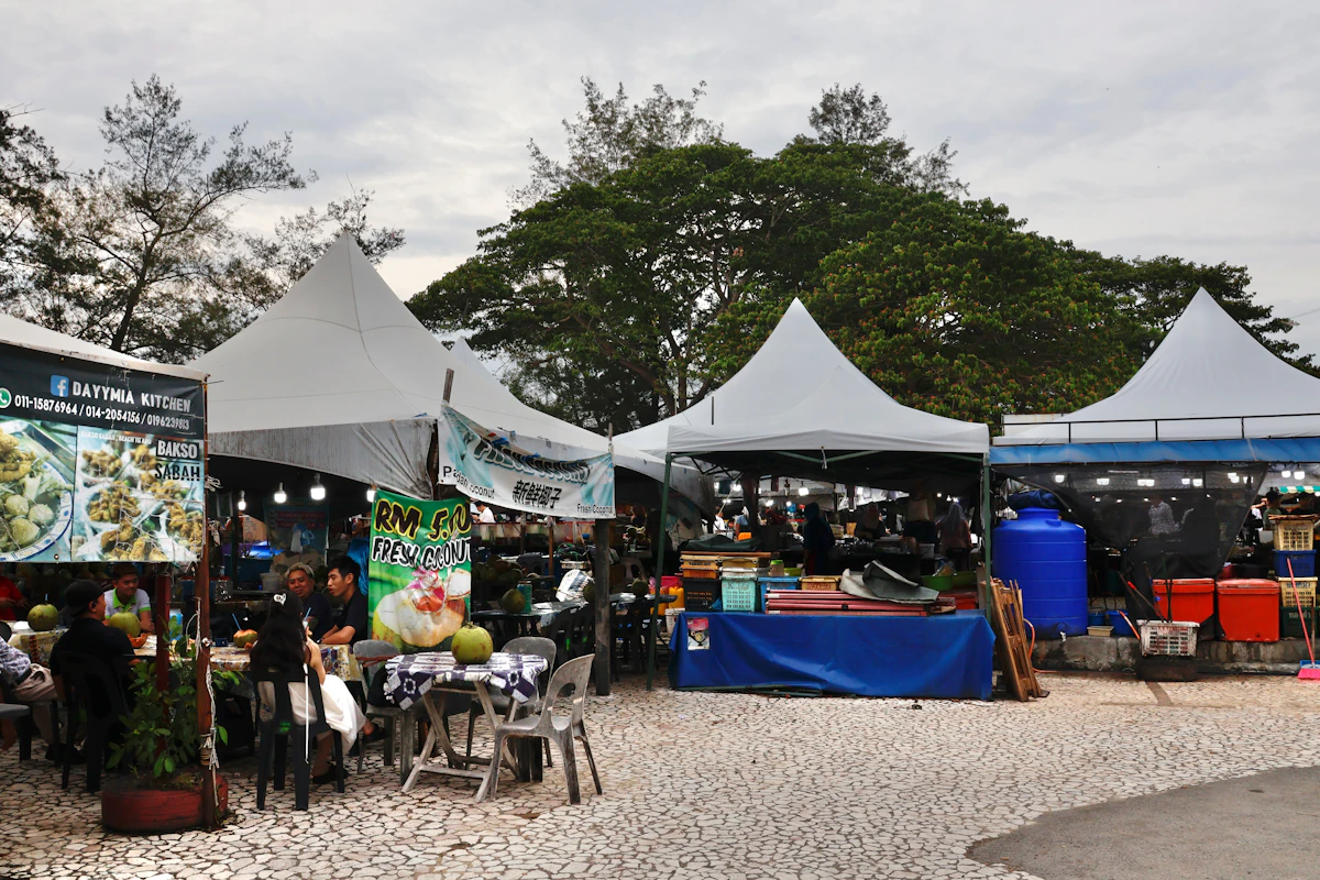 Representative image: a lively outdoor market with food tents