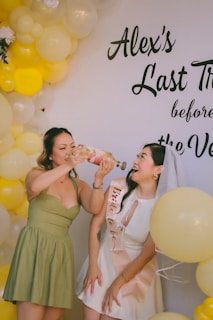 Bride drinks from bottle at bachelorette party
