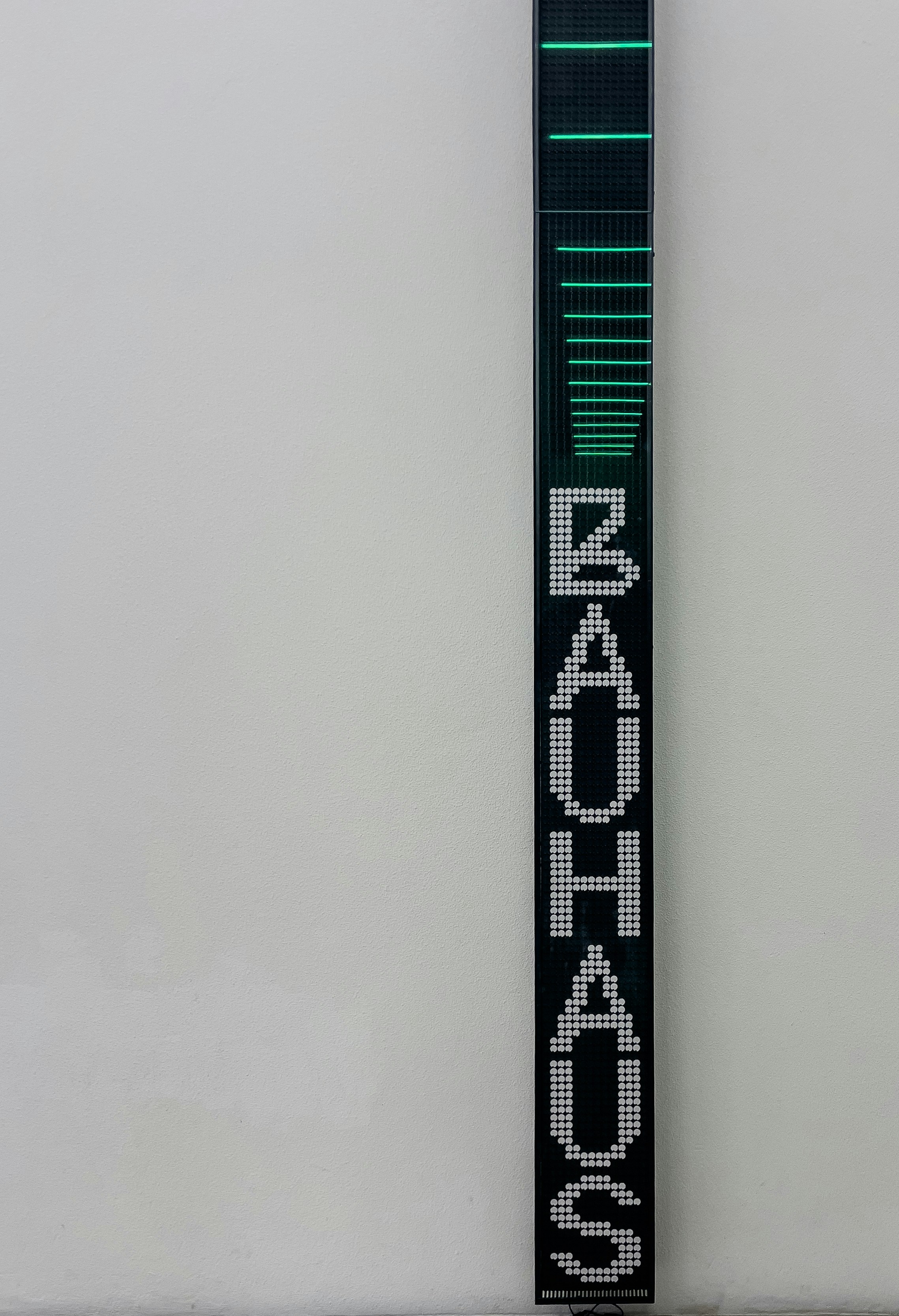 Vertical sign with "bauhaus" in block letters