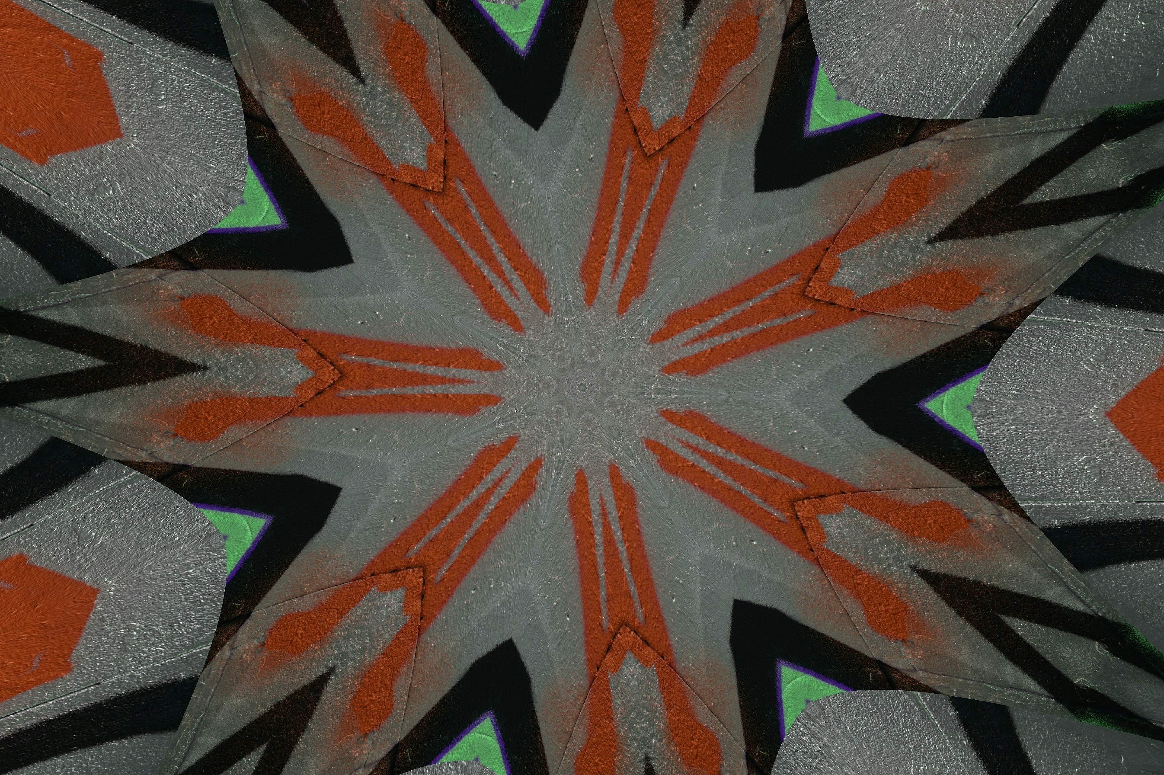 Symmetrical abstract pattern with orange and gray elements