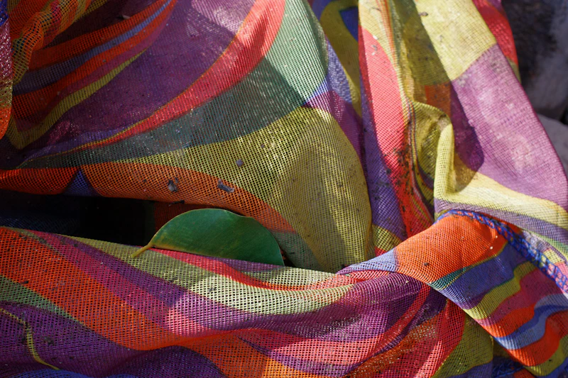 Web-Stripe Silk Scarf