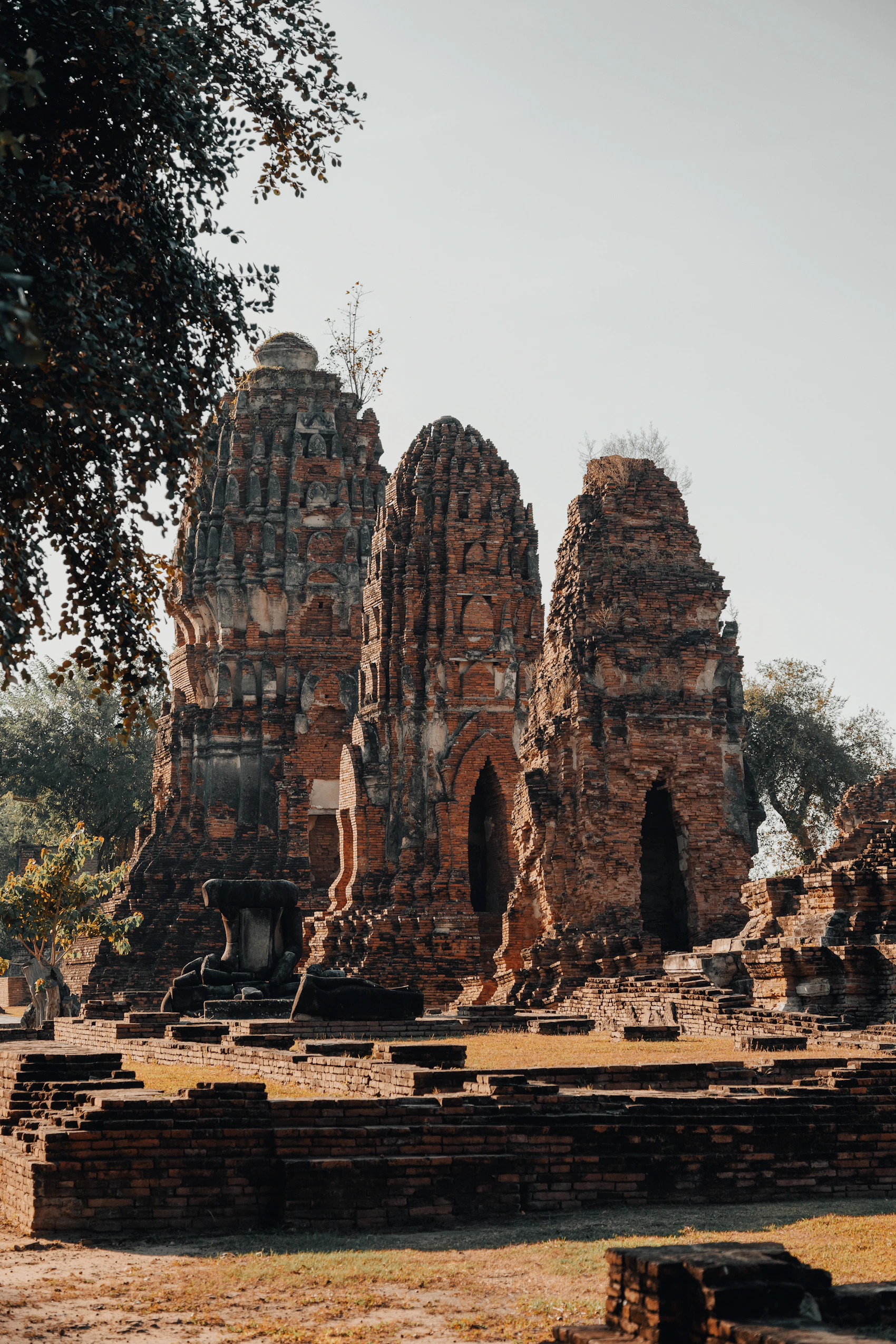 Ancient temple ruins at Wat Mahathat in Ayutthaya, Thailand