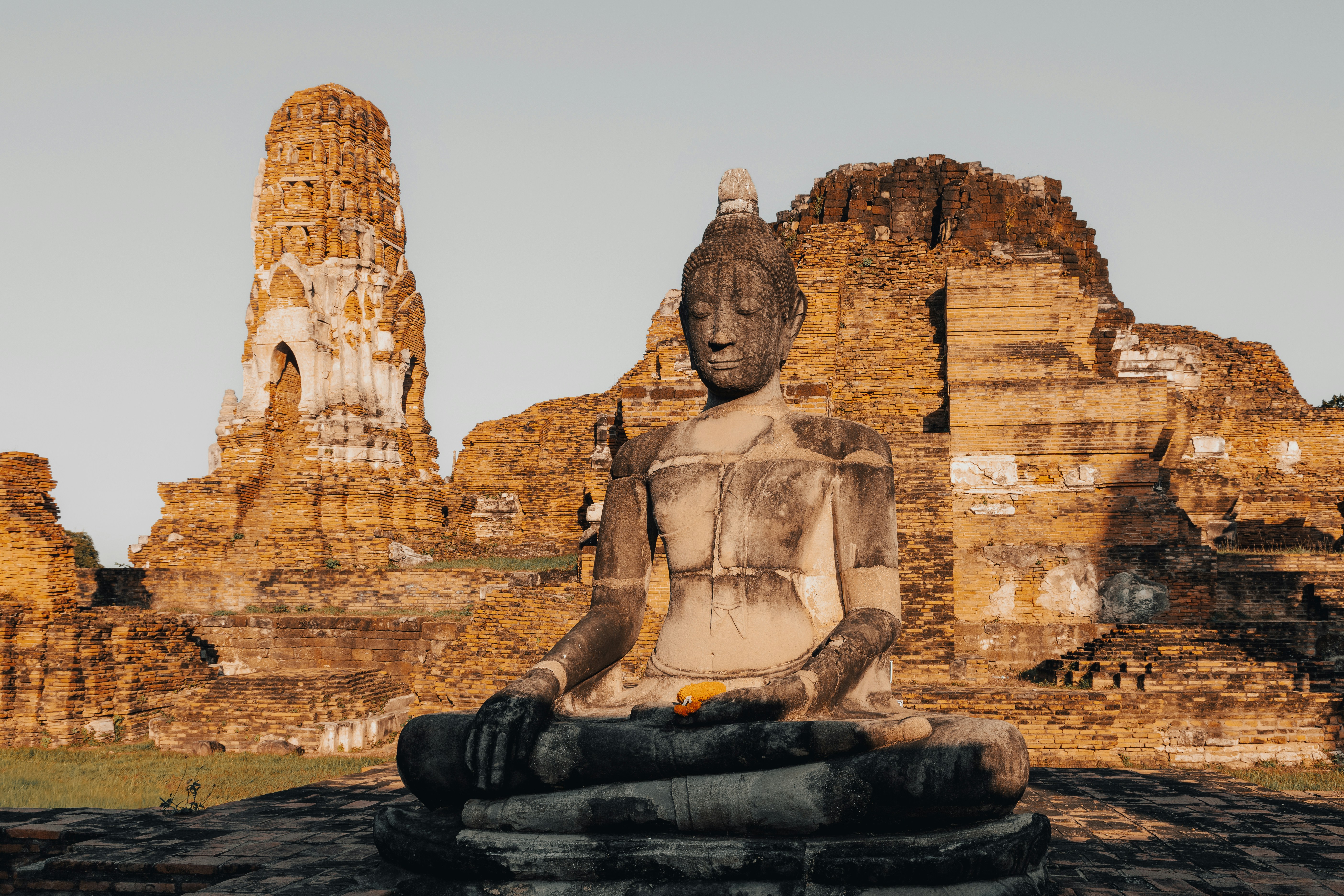 Ancient buddha statue at a historic temple ruins