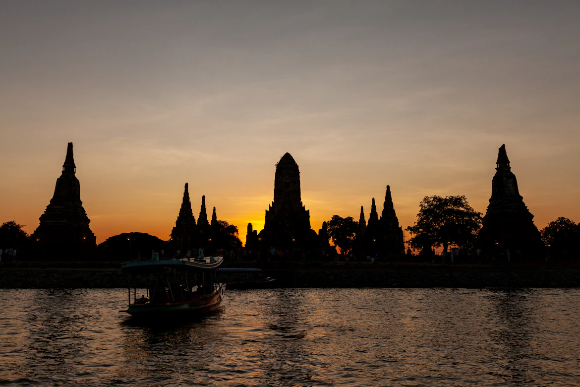 Beautiful Thai Temple at Sunset