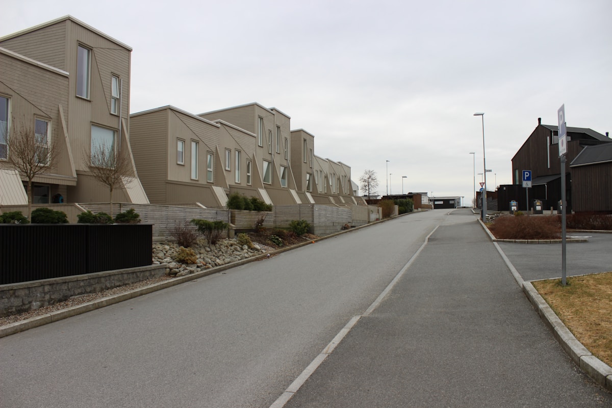 Modern townhouses in upscale suburban neighborhood