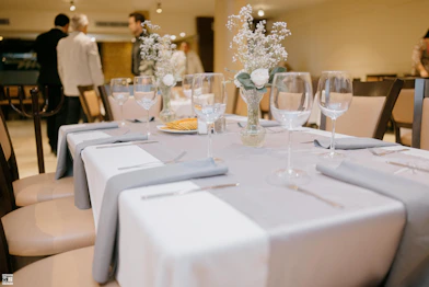 A formal dining table set for an event