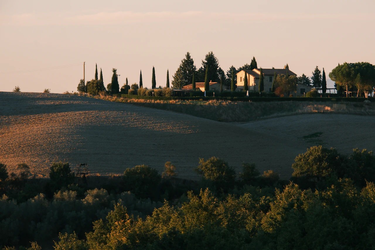 European farmhouse with volunteer accommodation visible