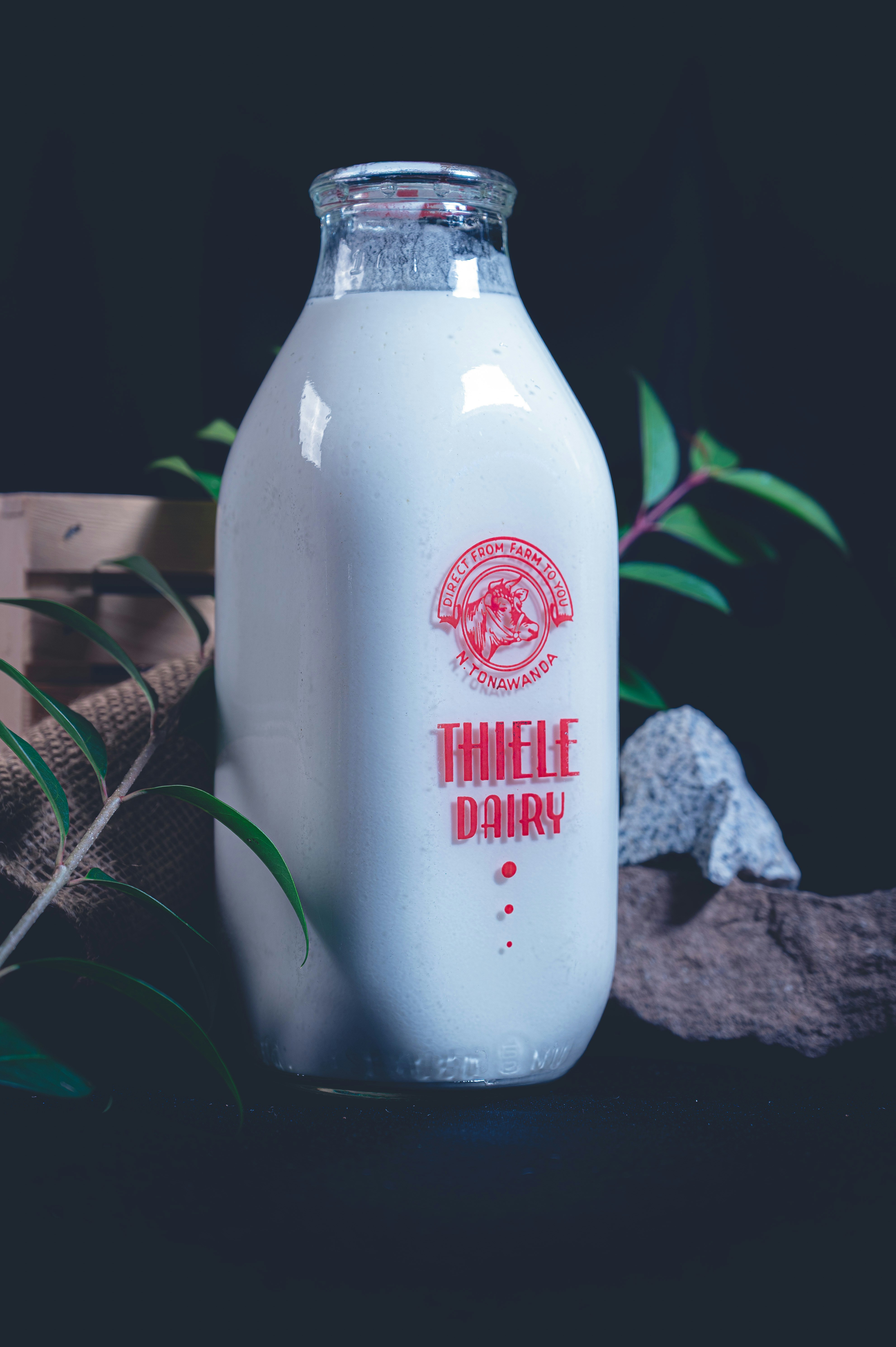 Garrafa de vidro de leite de leite de leite de leite thiele