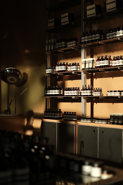 Body wash and skincare products displayed on retail shelf wholesale distributor