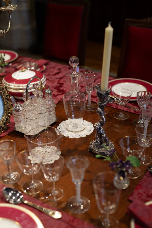 Elegant crystal glassware table setting