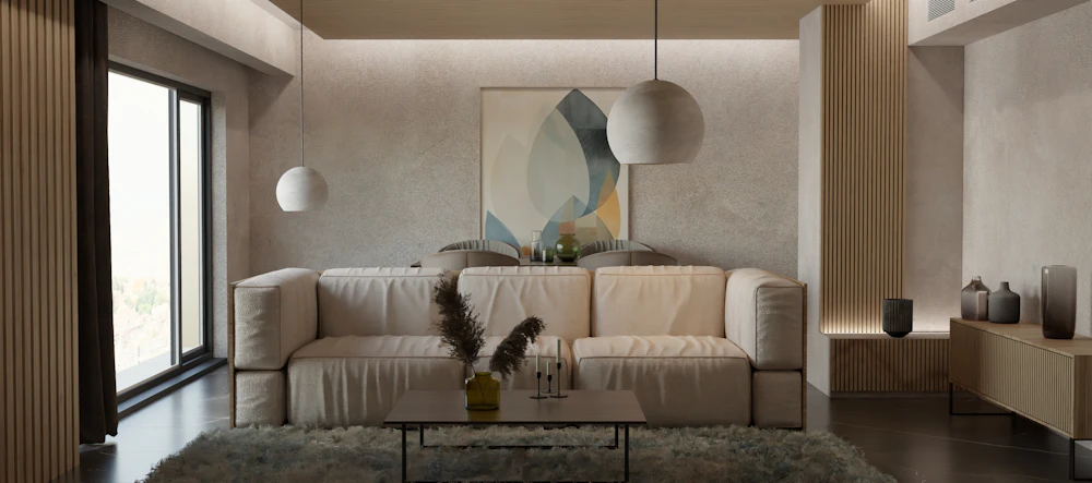 Neutral bedroom textiles