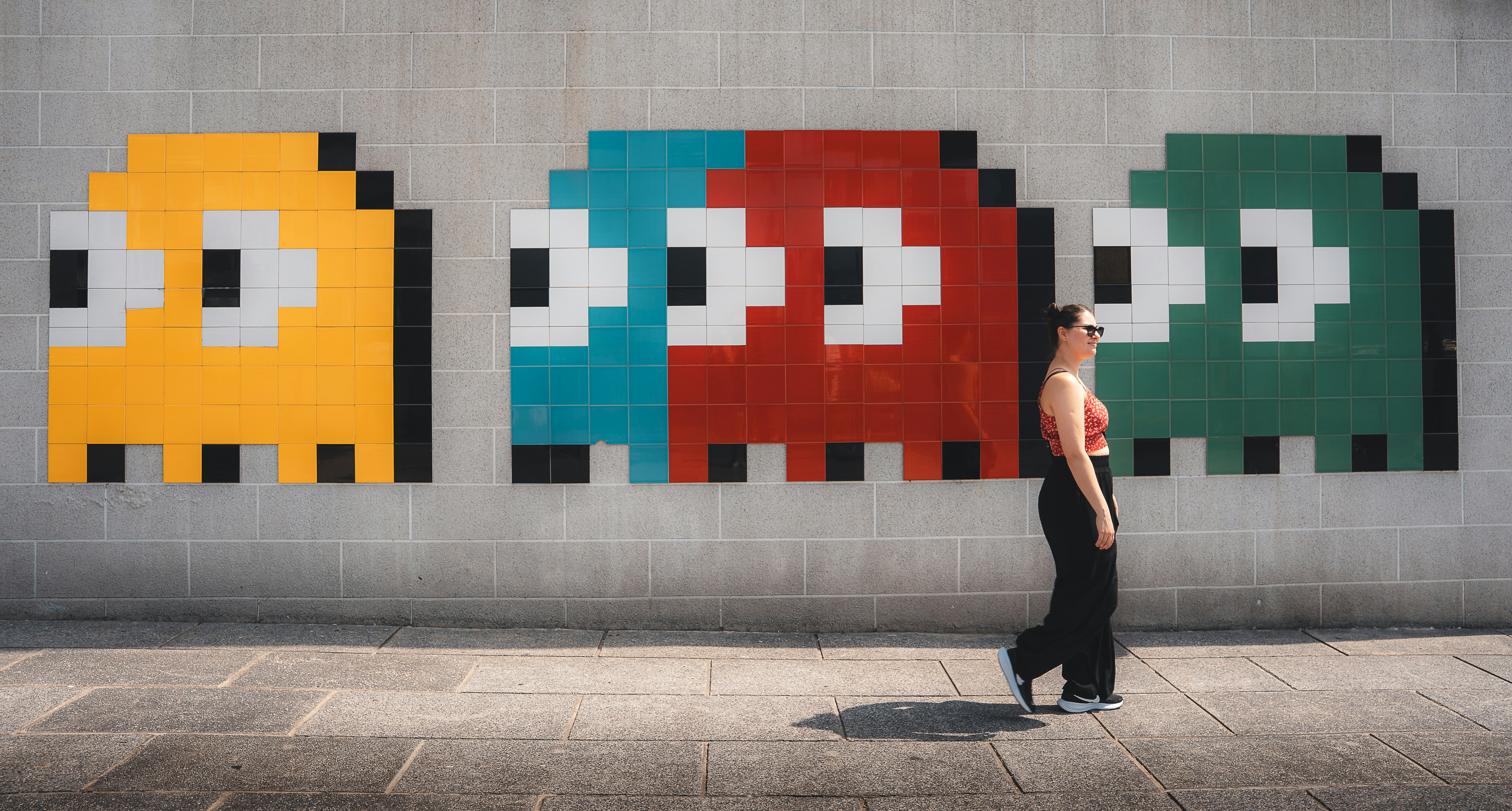 Pixel art gaming mural