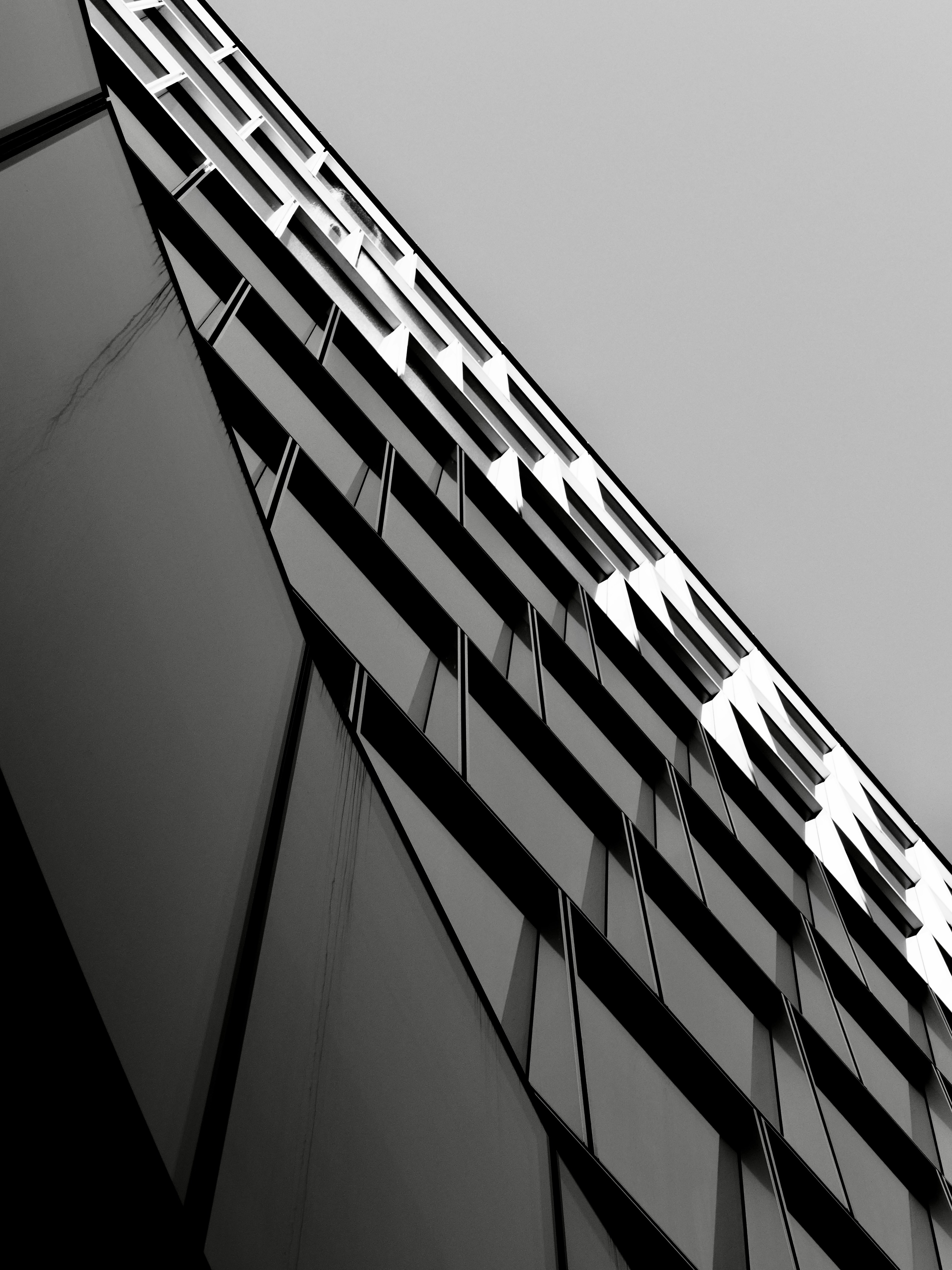 Modern skyscraper facade with geometric patterns