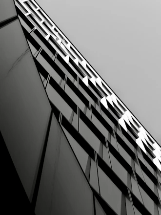 Modern skyscraper facade with geometric patterns