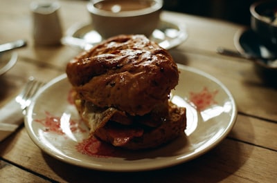 Sandwich stacked with fried egg
