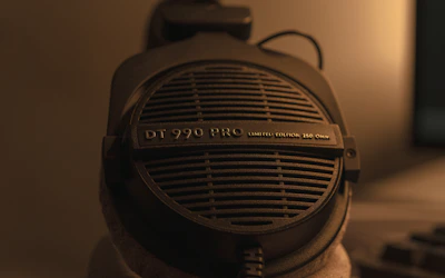 Close-up of professional studio headphones