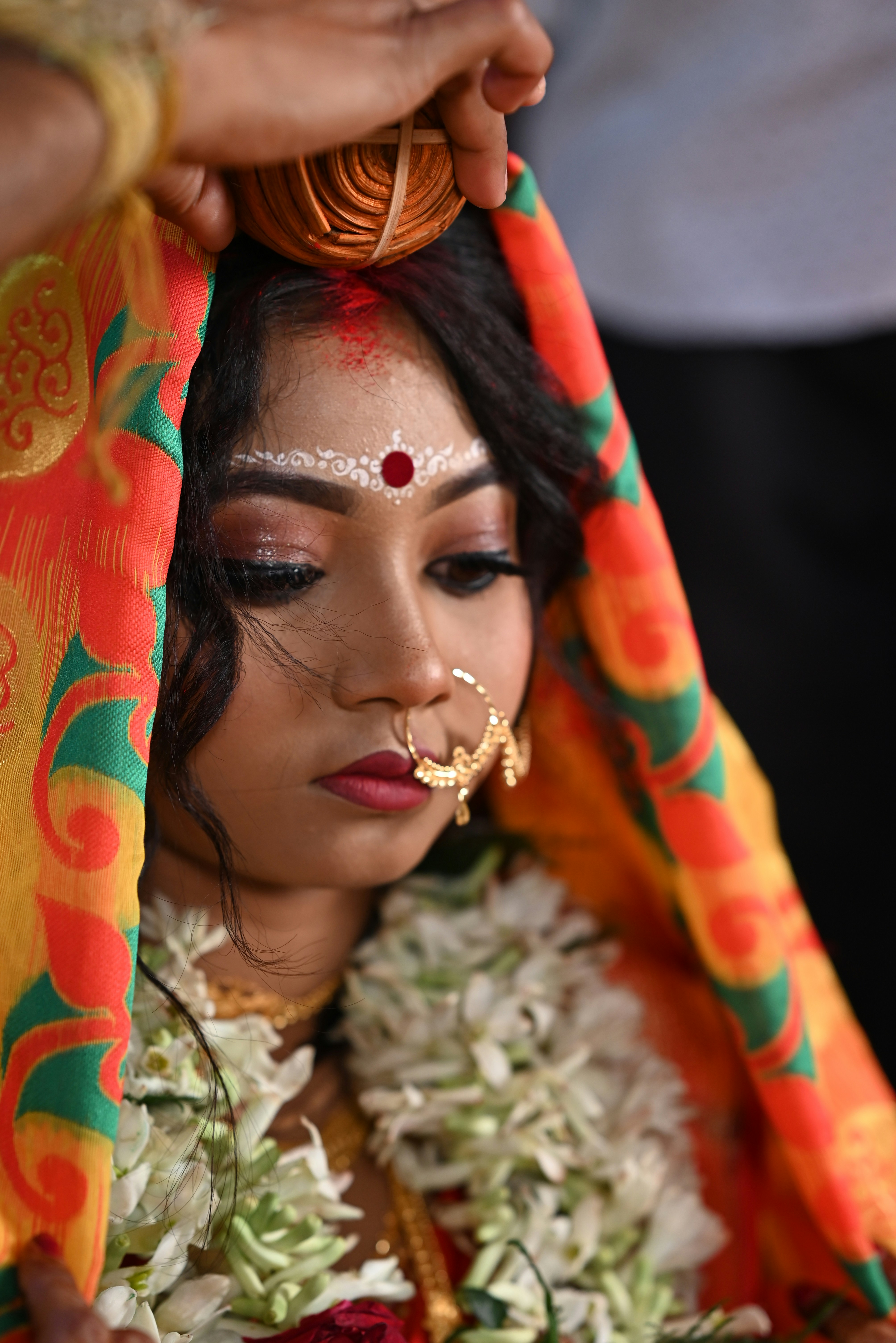 A bride in traditional indian wedding attire