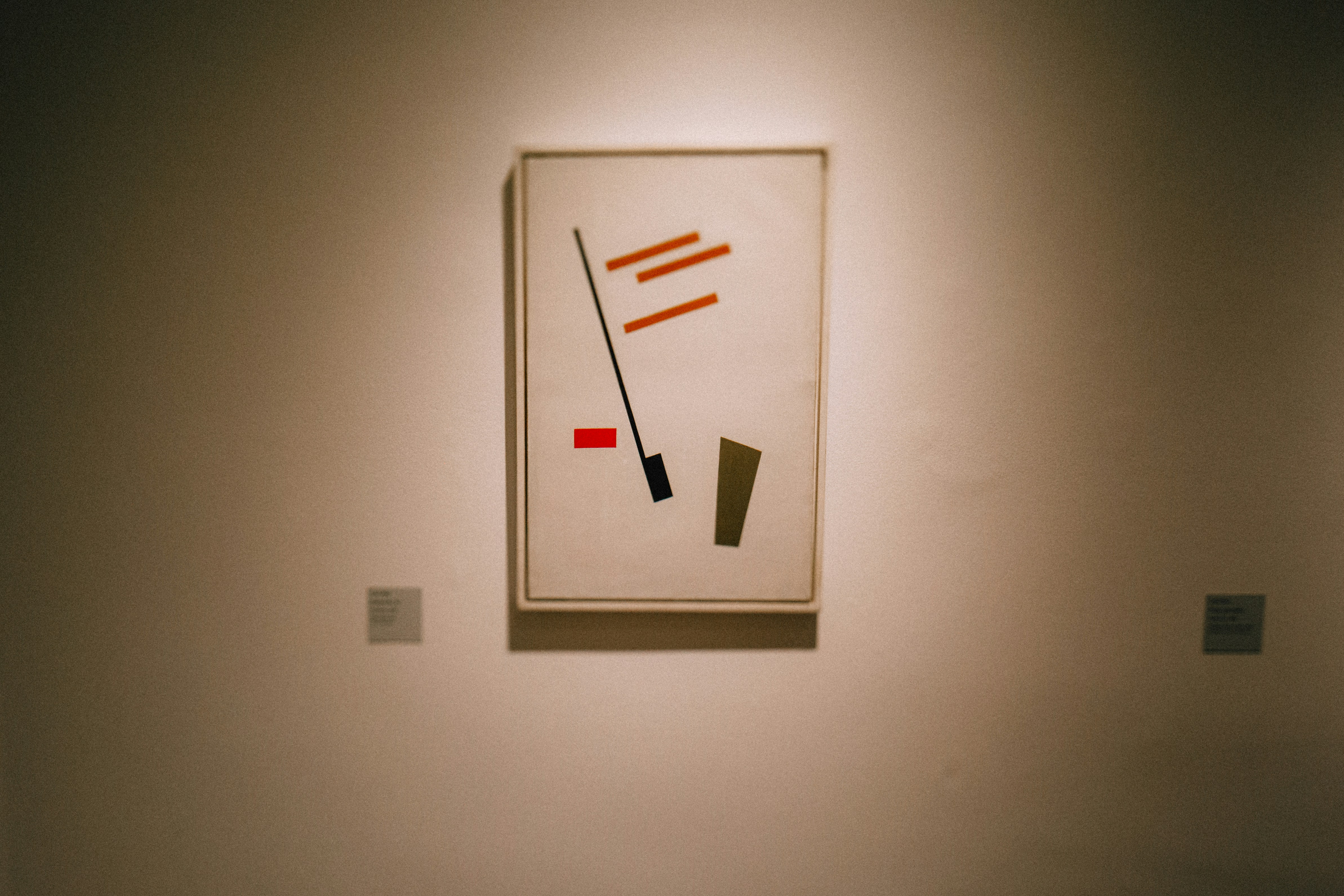 Abstract painting with geometric shapes on a white background