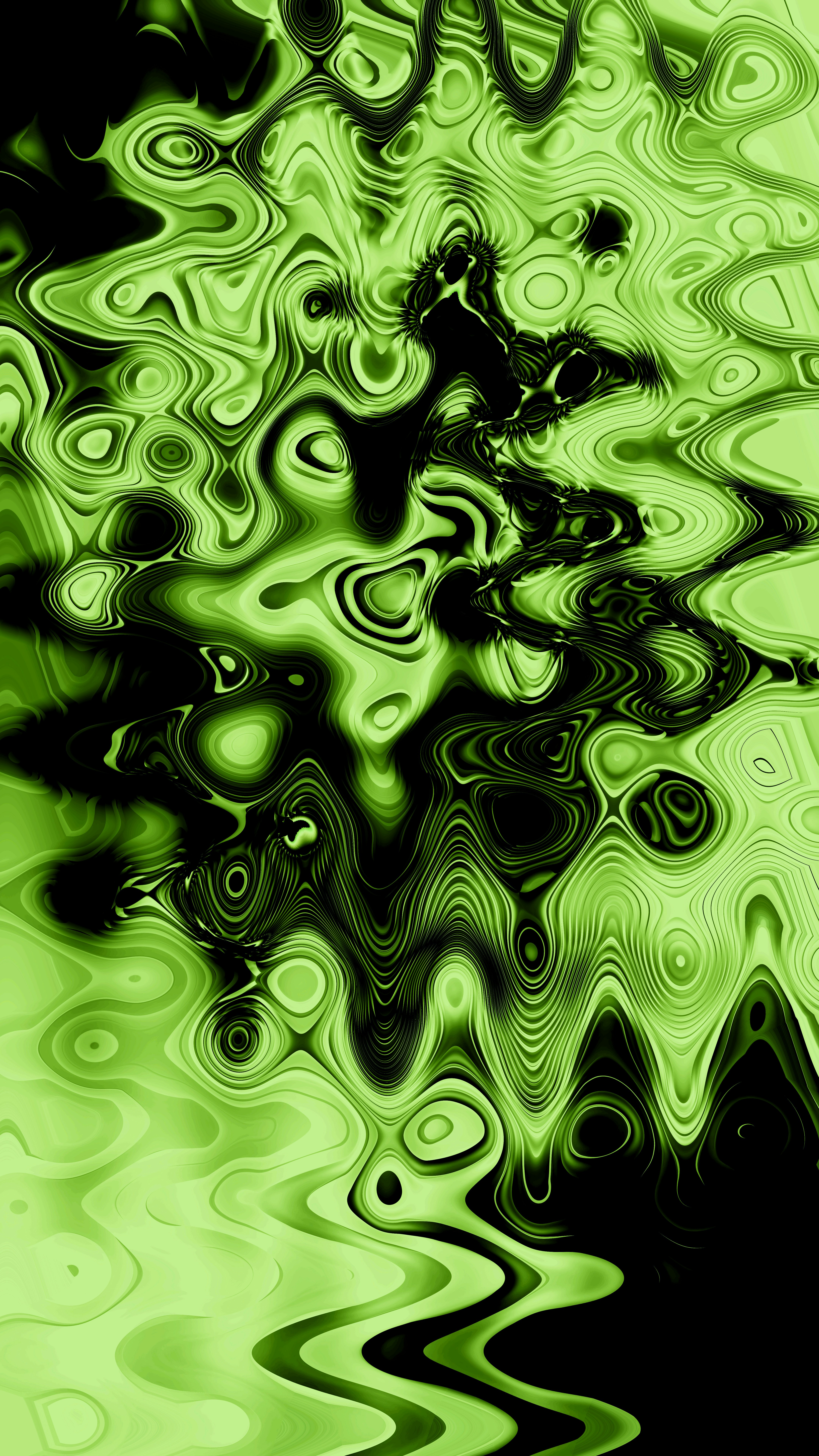 Abstract green and black wavy pattern