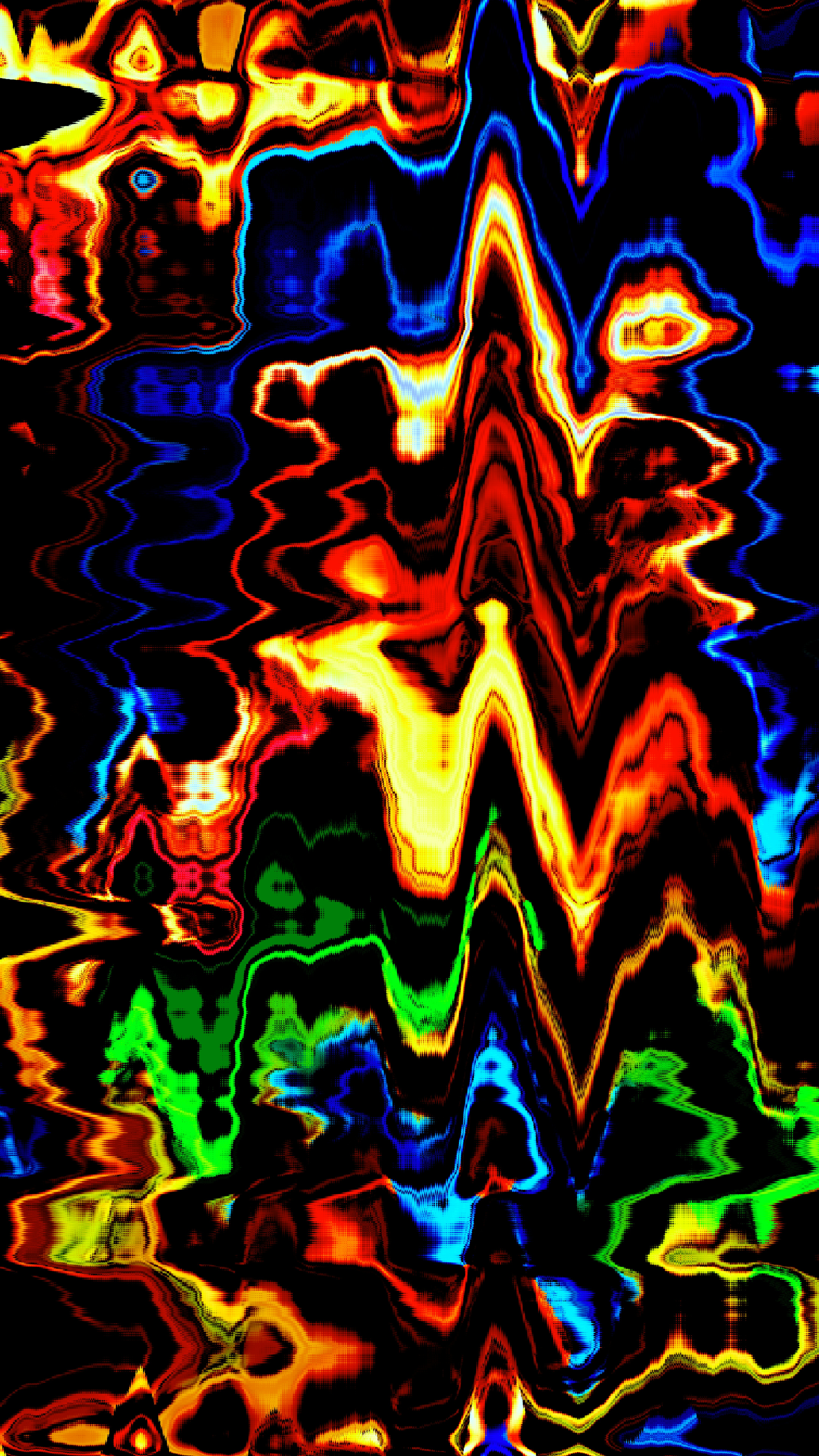 Abstract wavy colorful patterns on black background