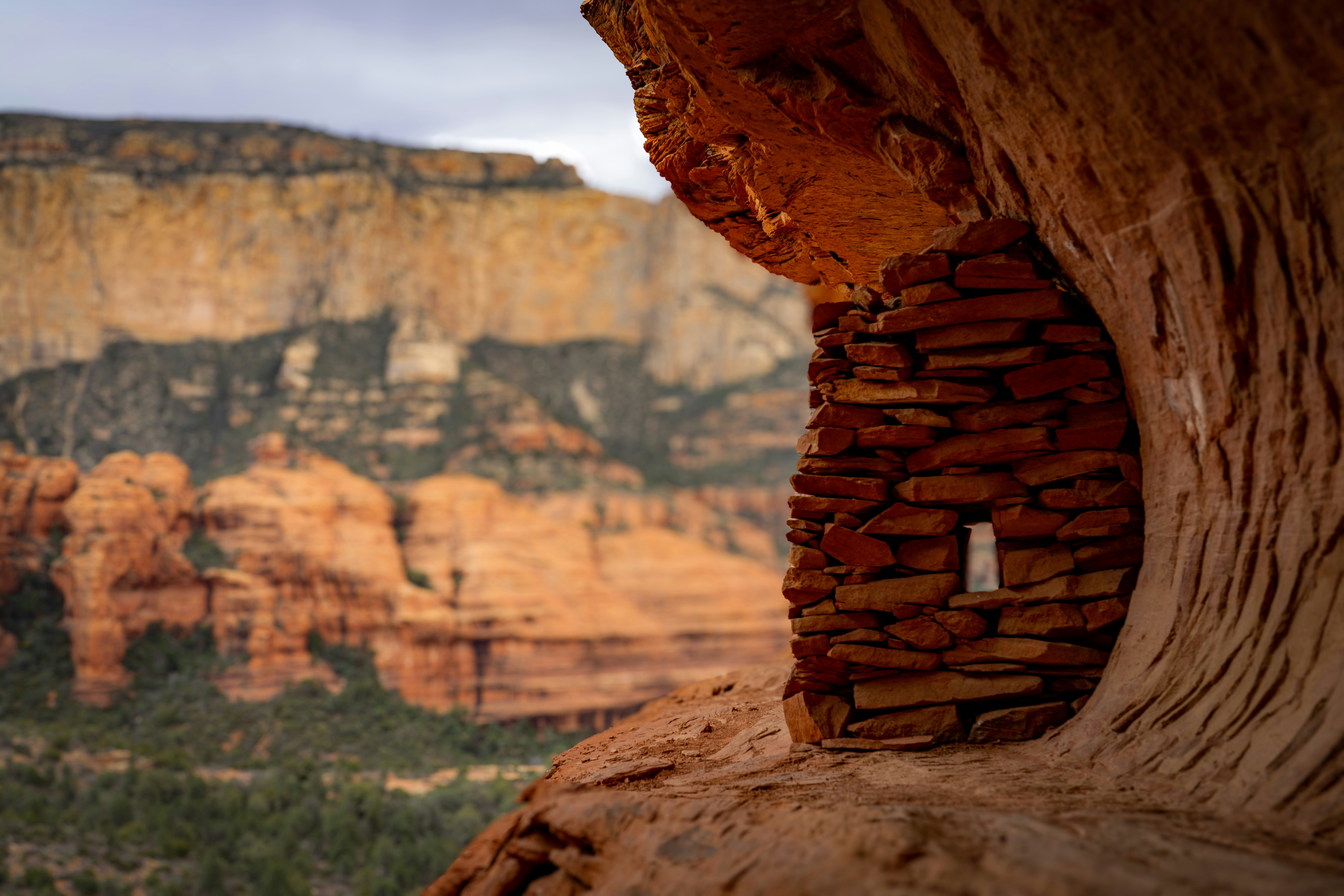 Ancient stone dwelling built into a cliffside