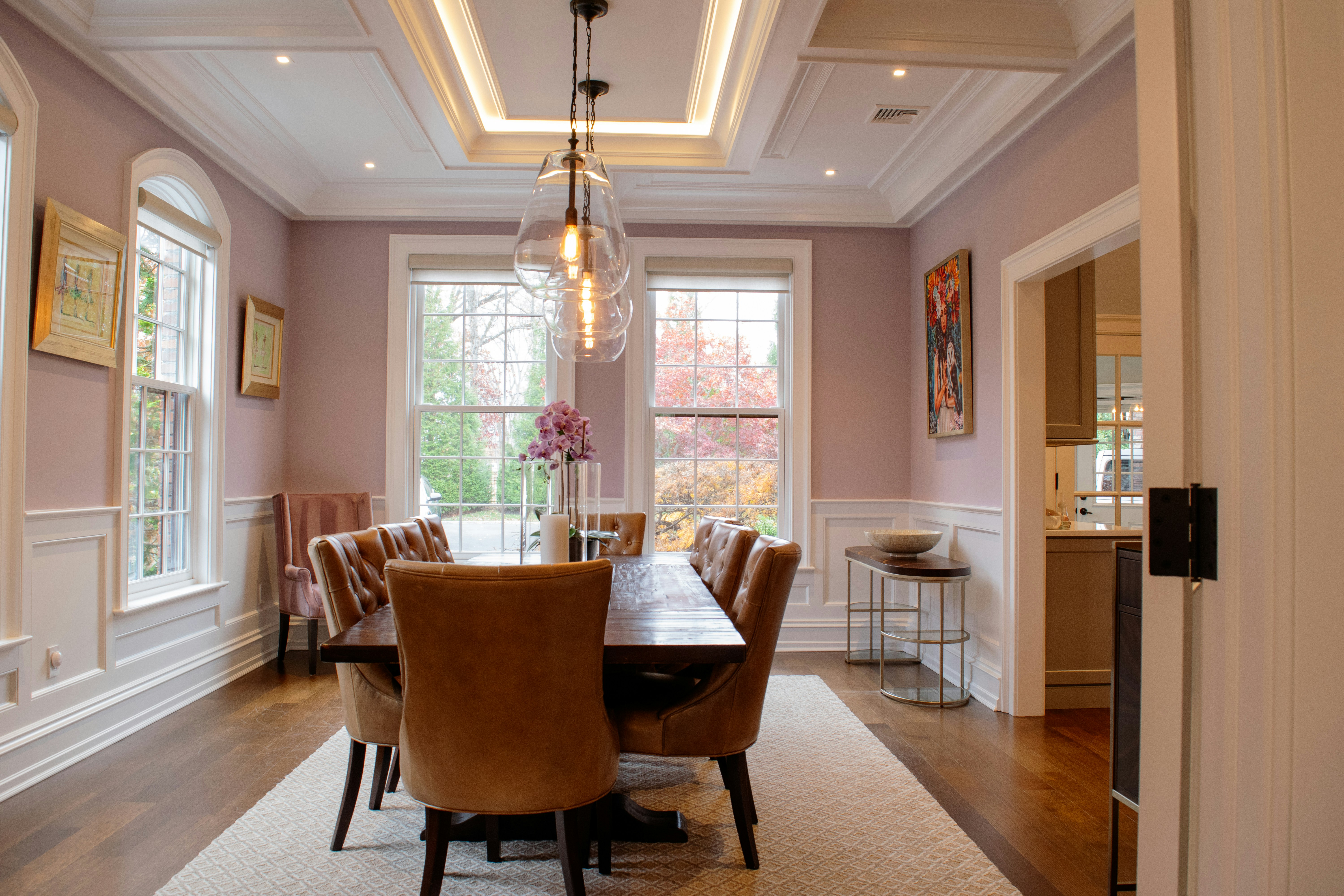 leather dining room, wallpaper, Leather Dining Room: Stunning Before & After Transformations 4