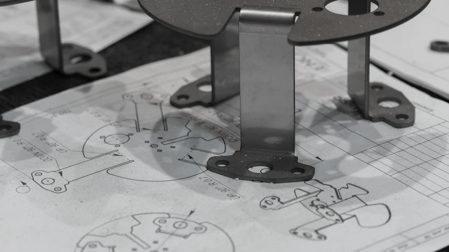 Parts and blueprints - illustrative industrial photograph