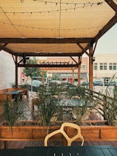 Outdoor patio with string lights