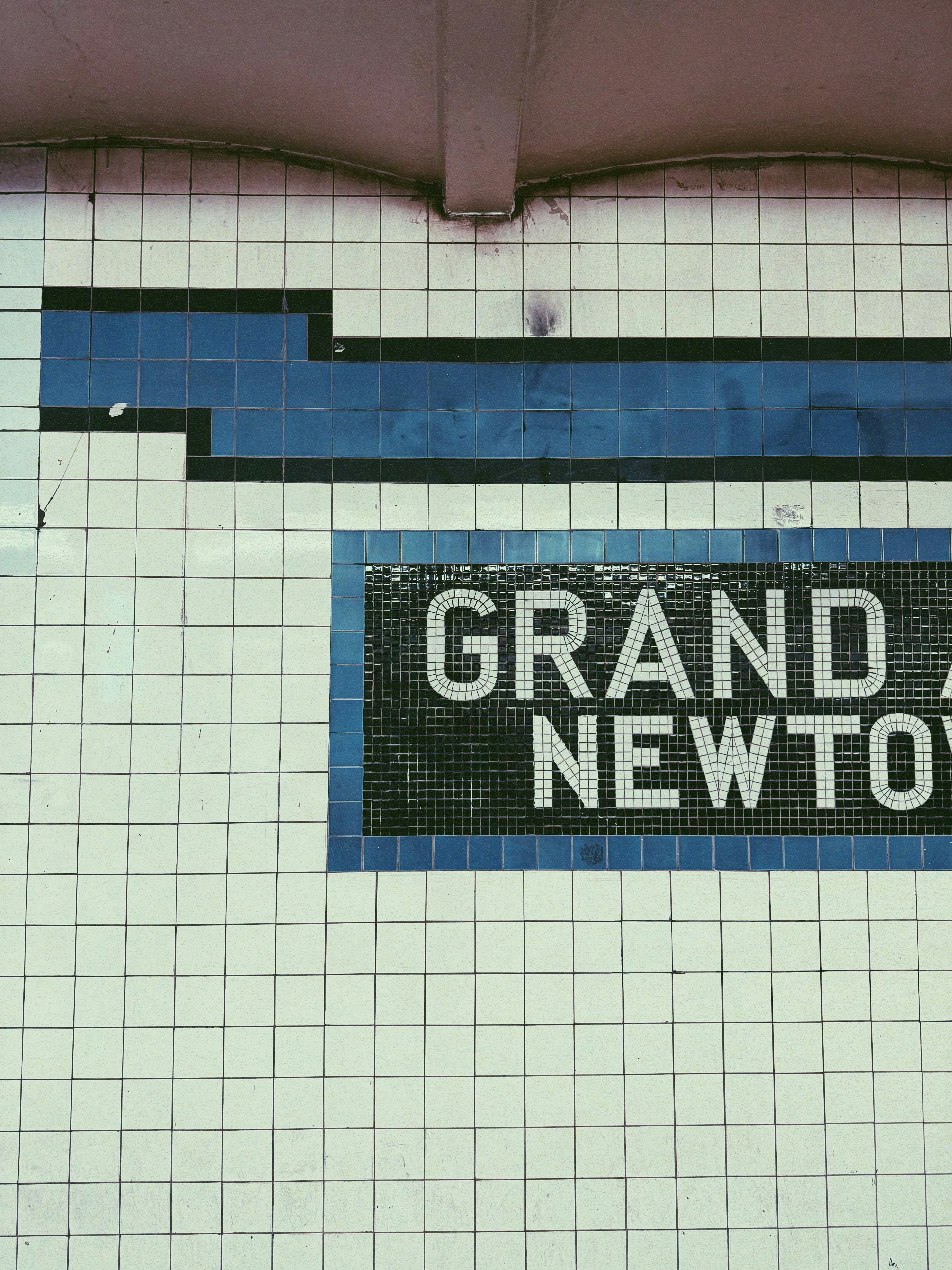 Subway station sign for grand avenue newton