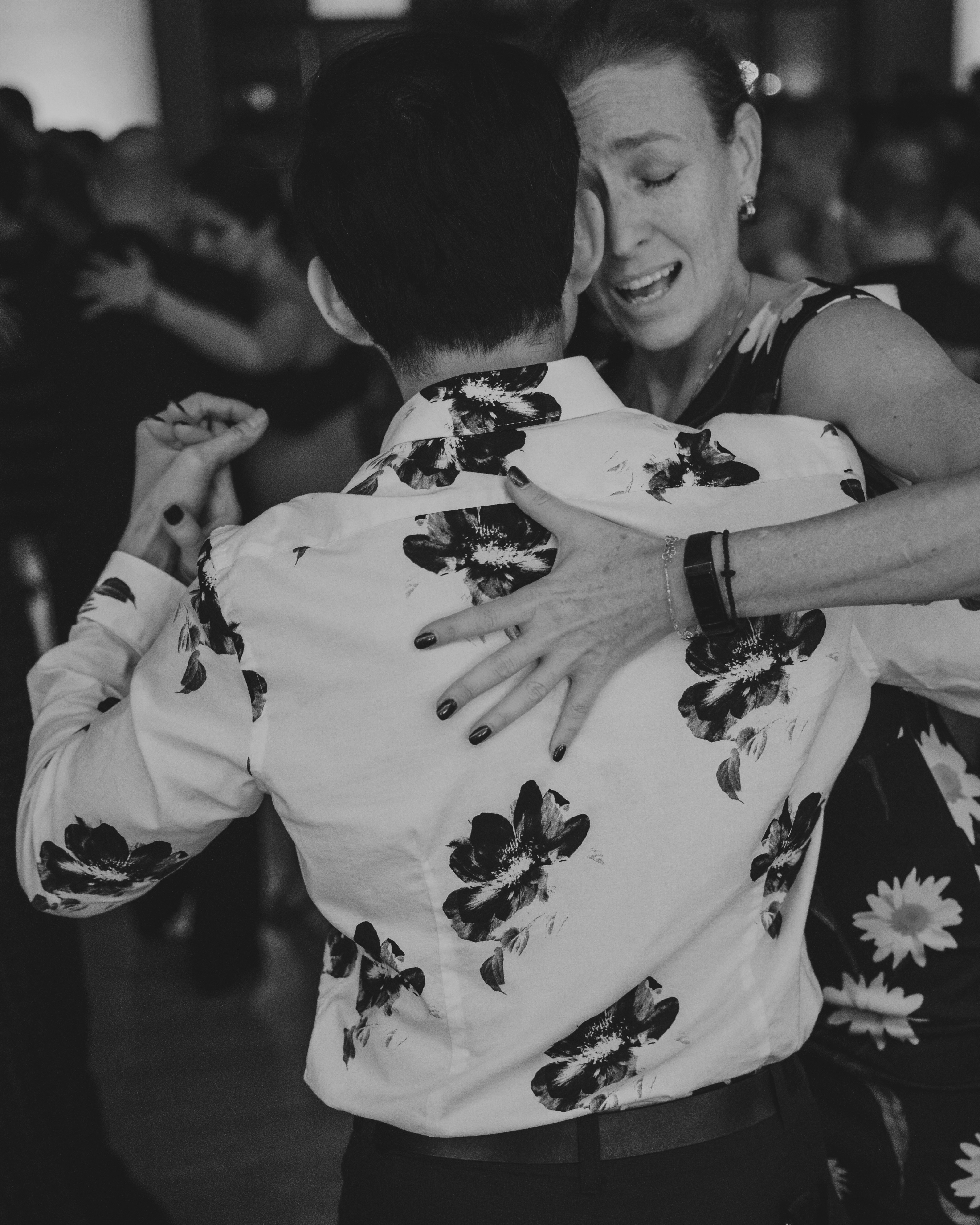 Couple dancing closely with eyes closed