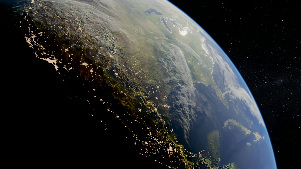 Earth's horizon from orbit at night
