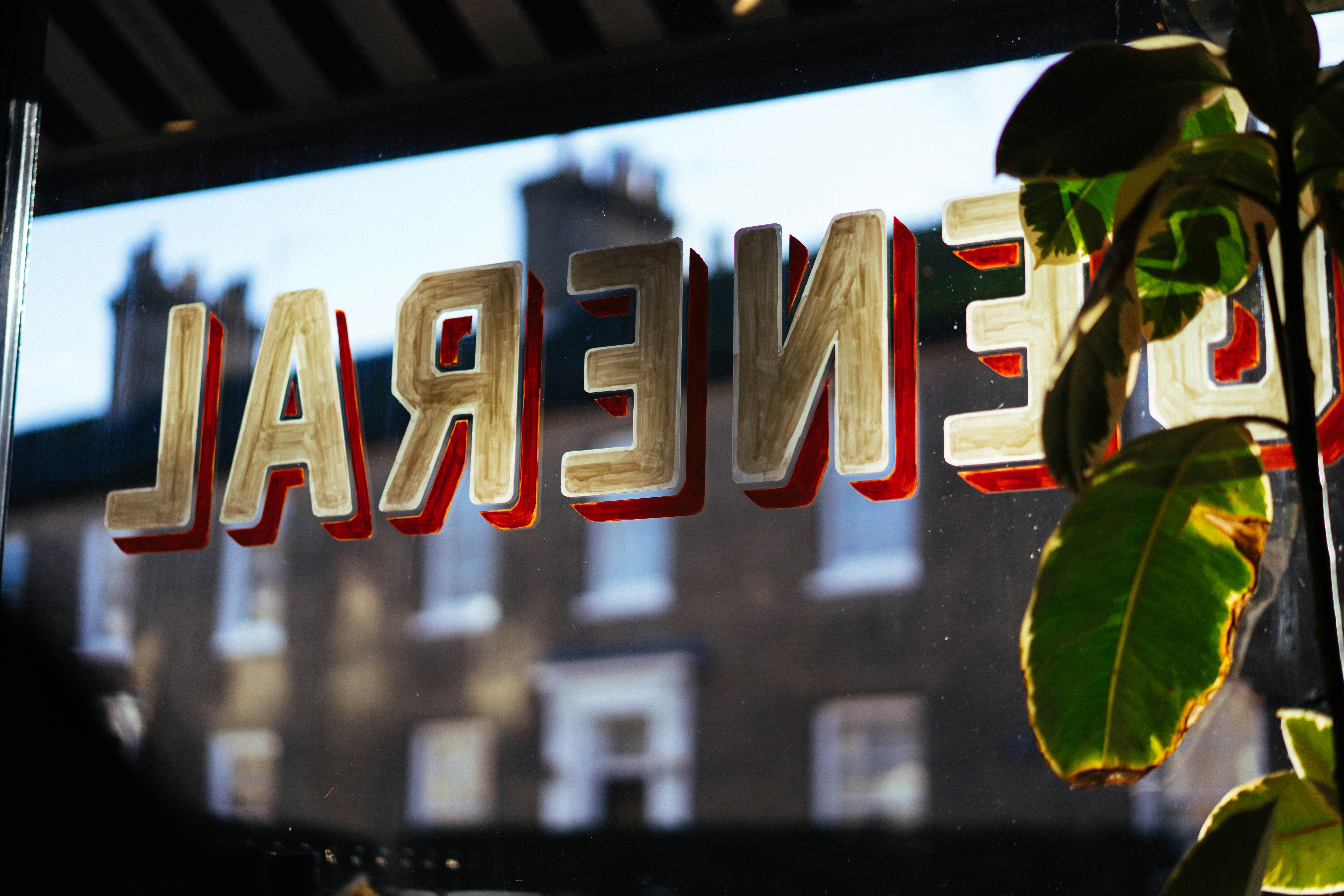Reflection of a building through a window