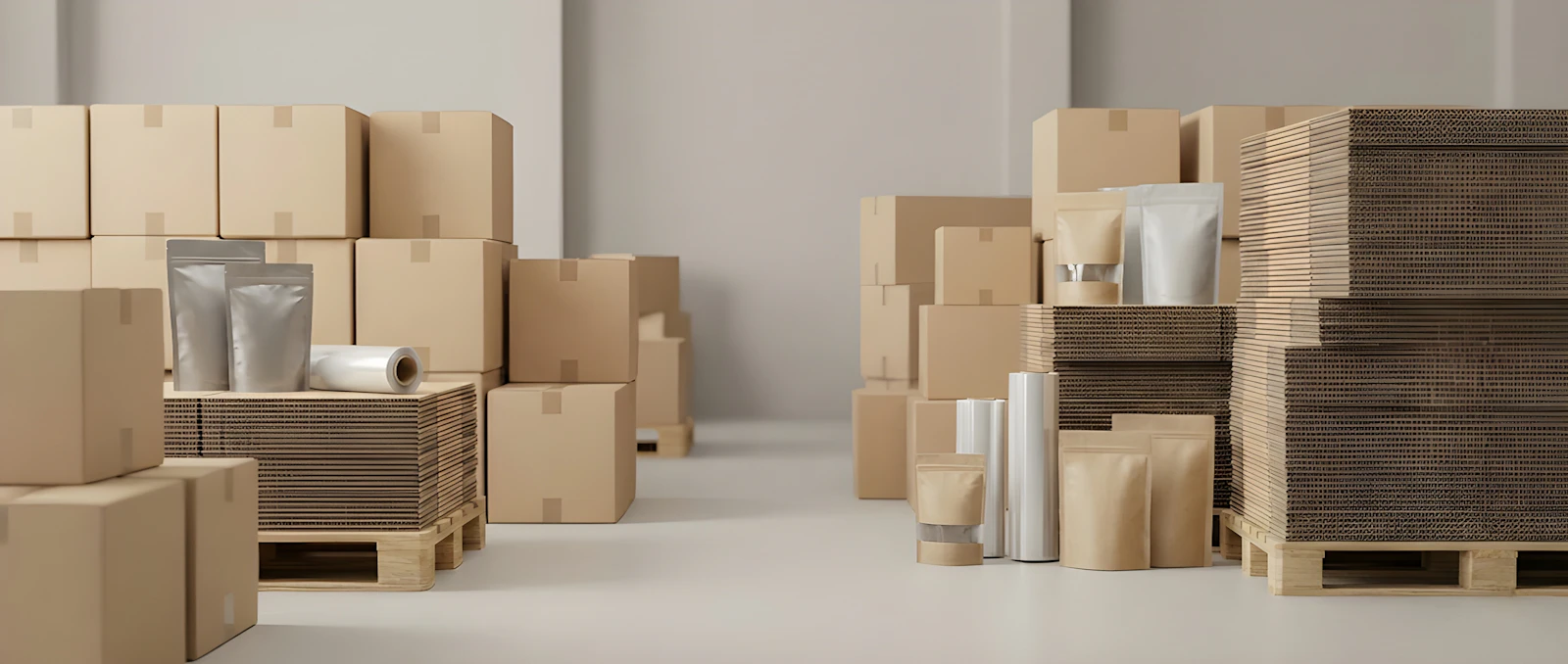 Securely packaged items prepared for warehouse dispatch