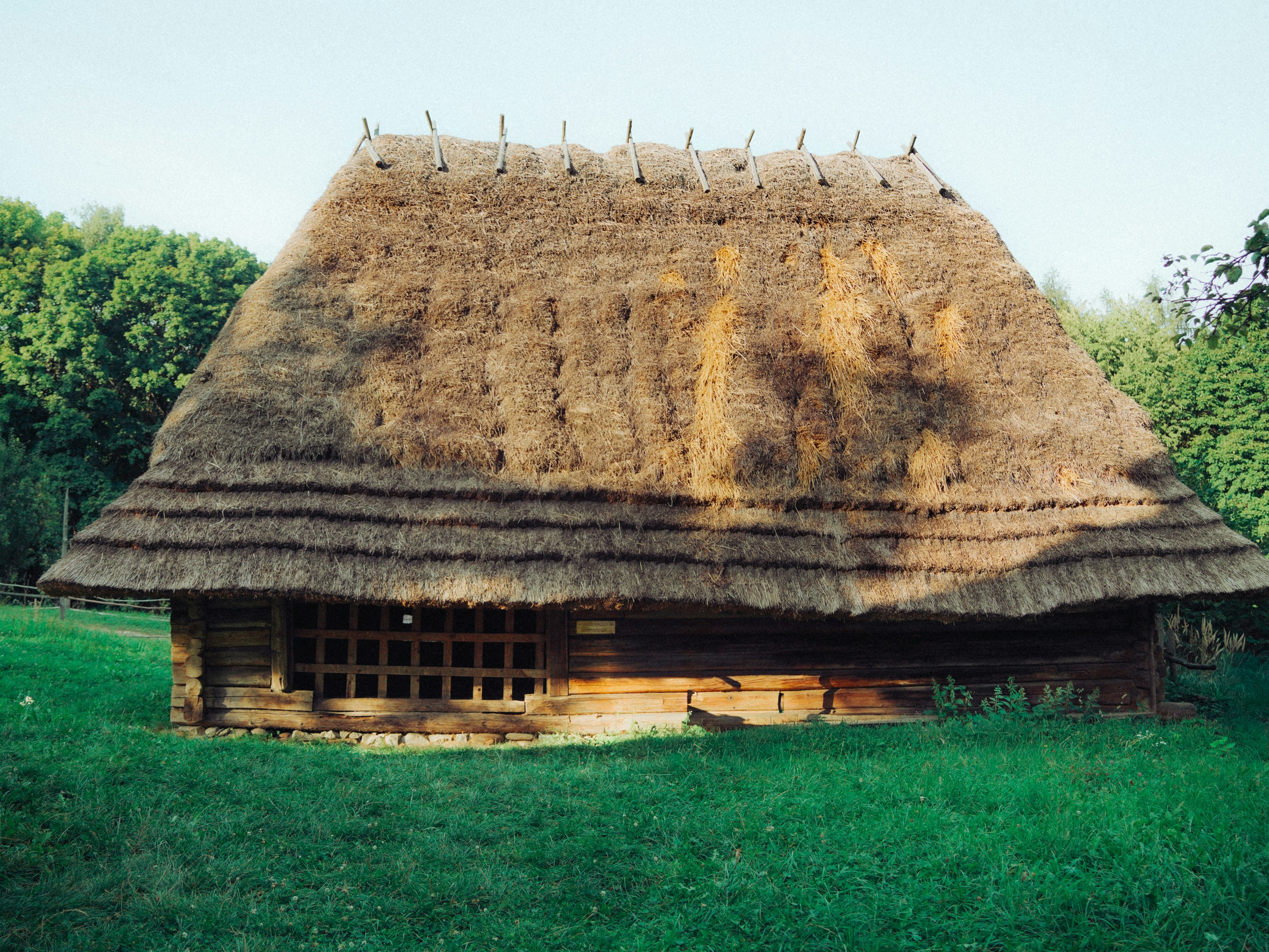 Altes Holzhaus mit Strohdach