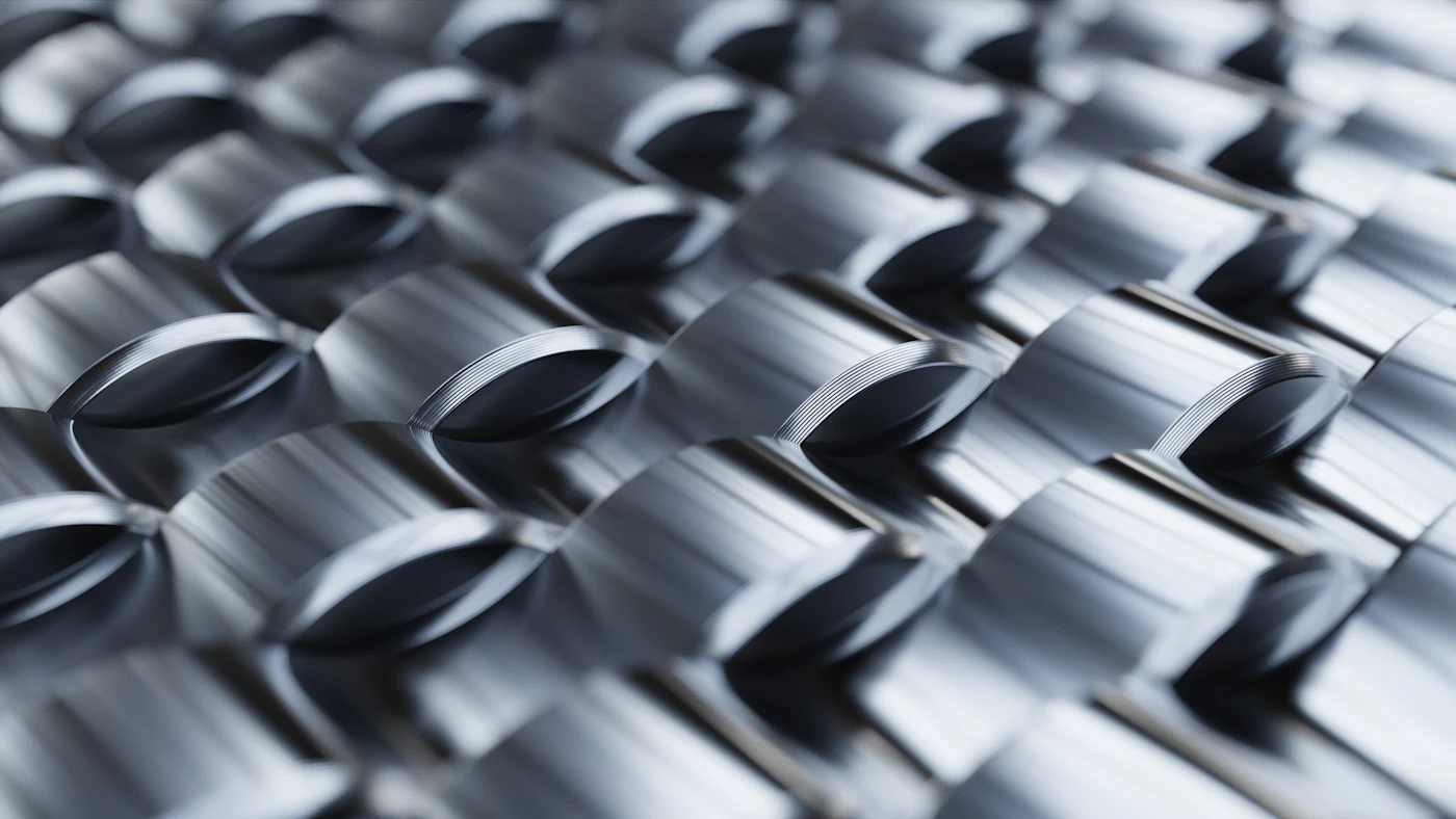 Surface métallique à motifs géométriques